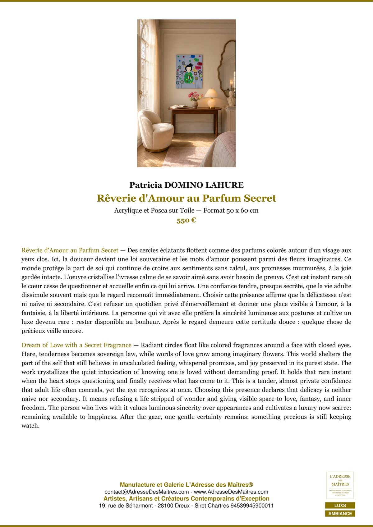 Rêverie d’Amour au Parfum Secret — Ambiance — Patricia DOMINO LAHURE