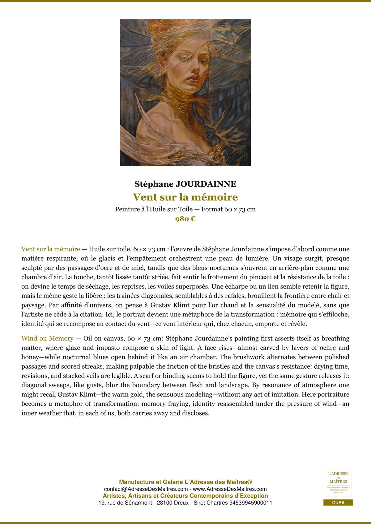 Stéphane JOURDAINNE : second regard — L'Adresse des Maîtres®