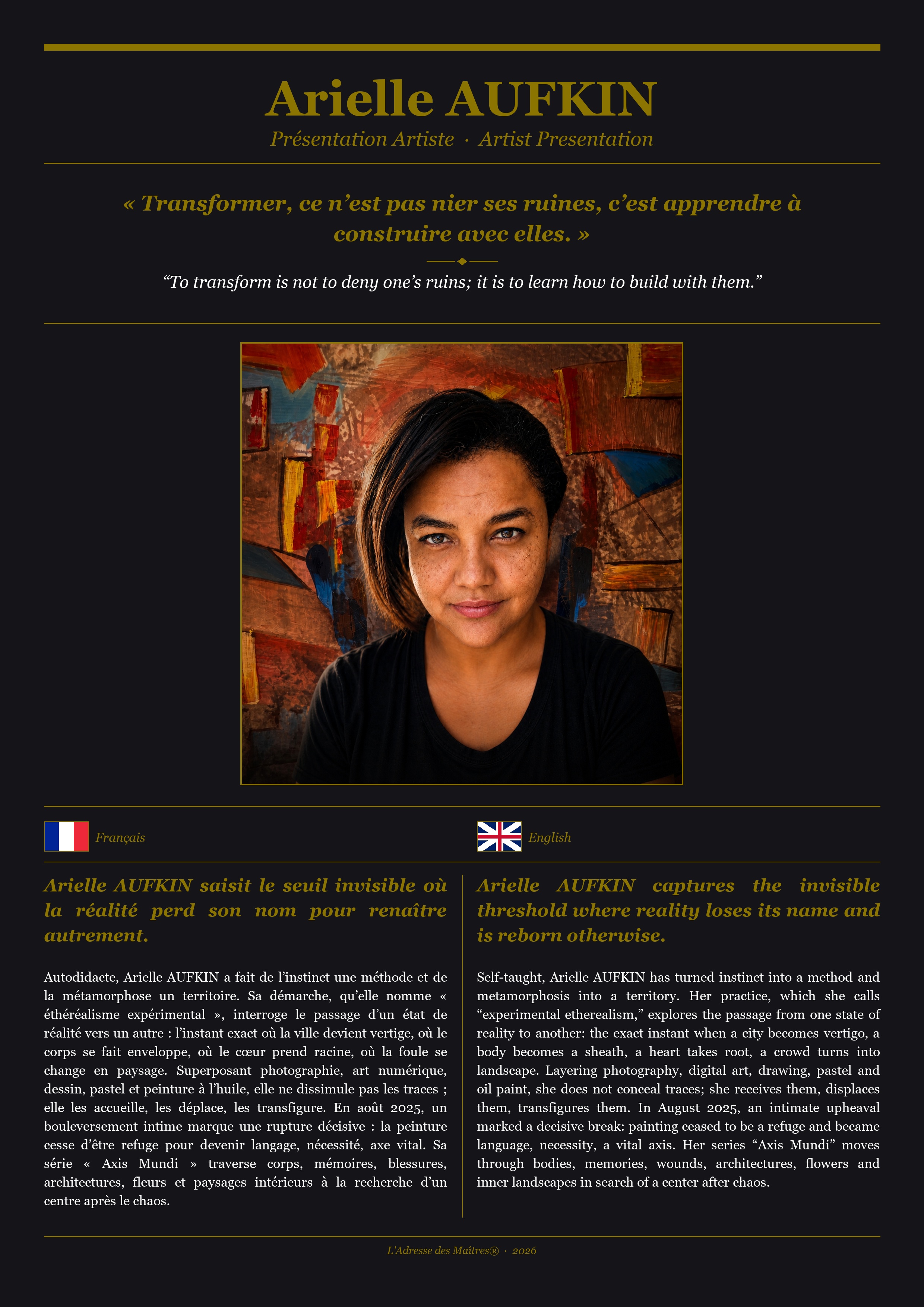 Présentation de l'artiste Arielle AUFKIN — Couverture Noire