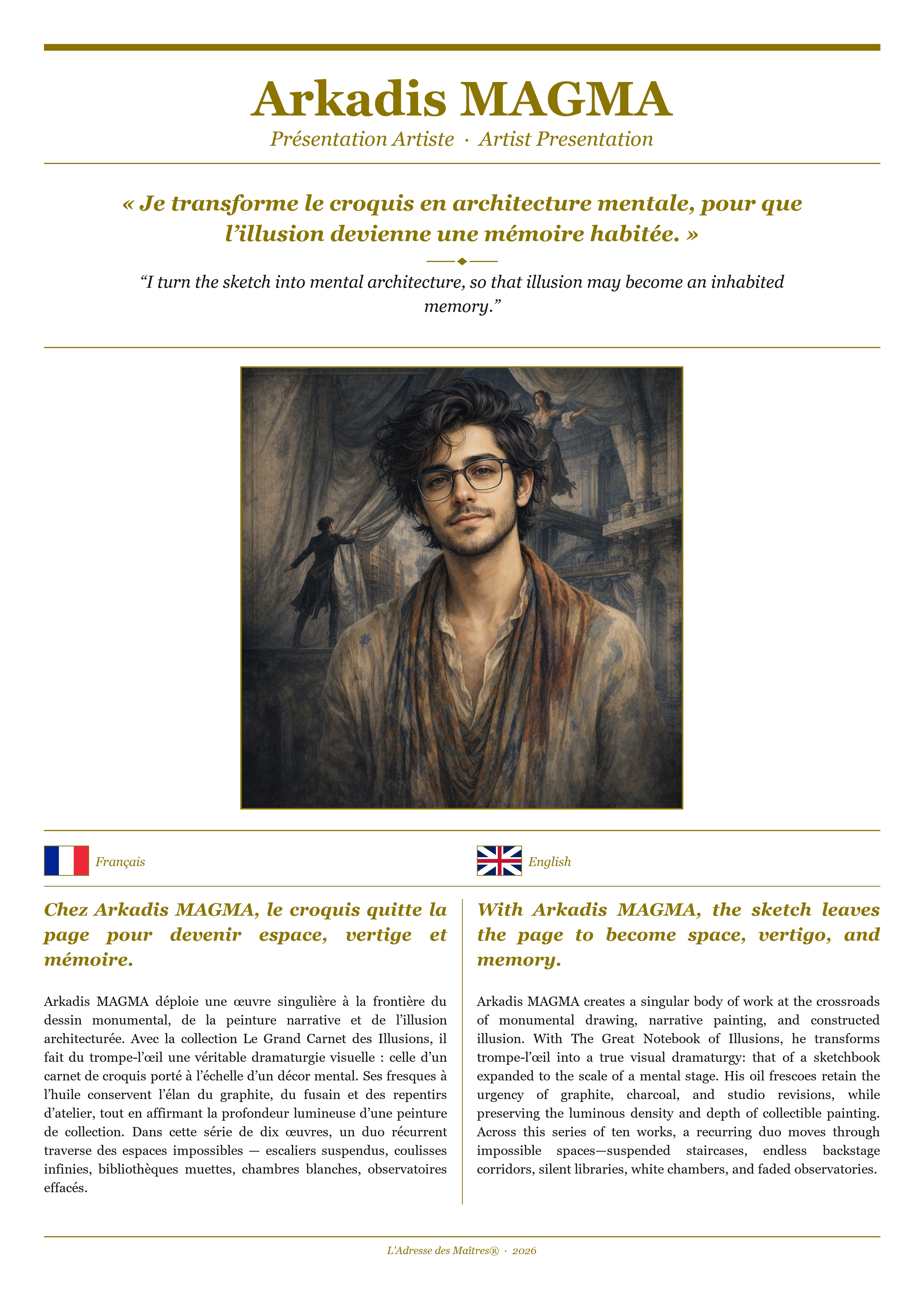 Présentation de l'artiste Arkadis MAGMA — Couverture Blanche