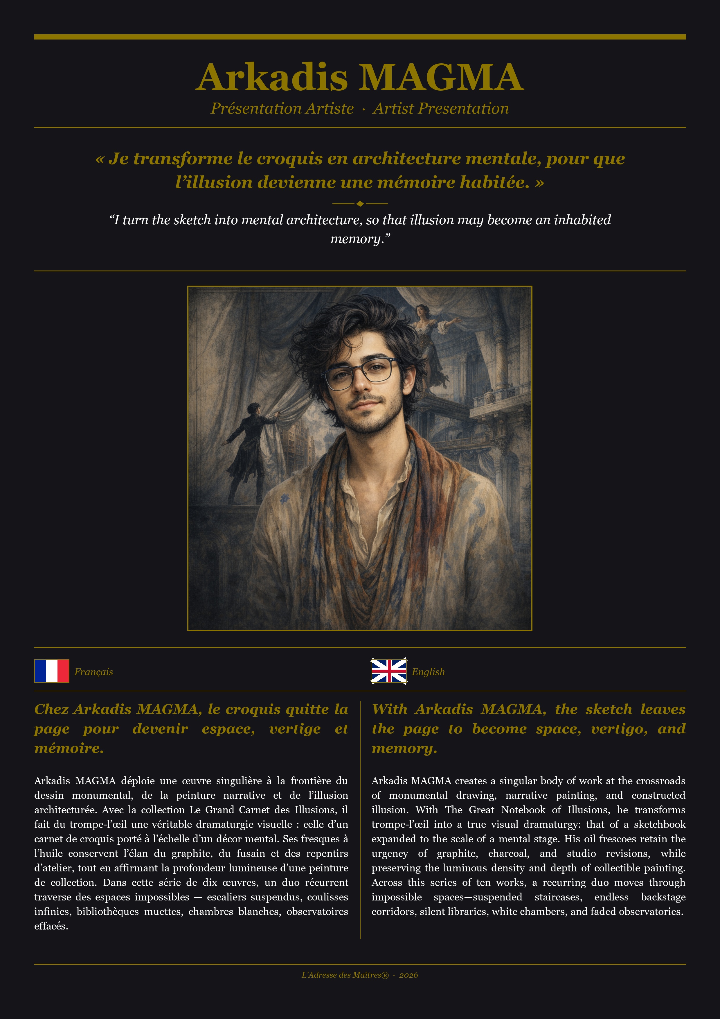 Présentation de l'artiste Arkadis MAGMA — Couverture Noire