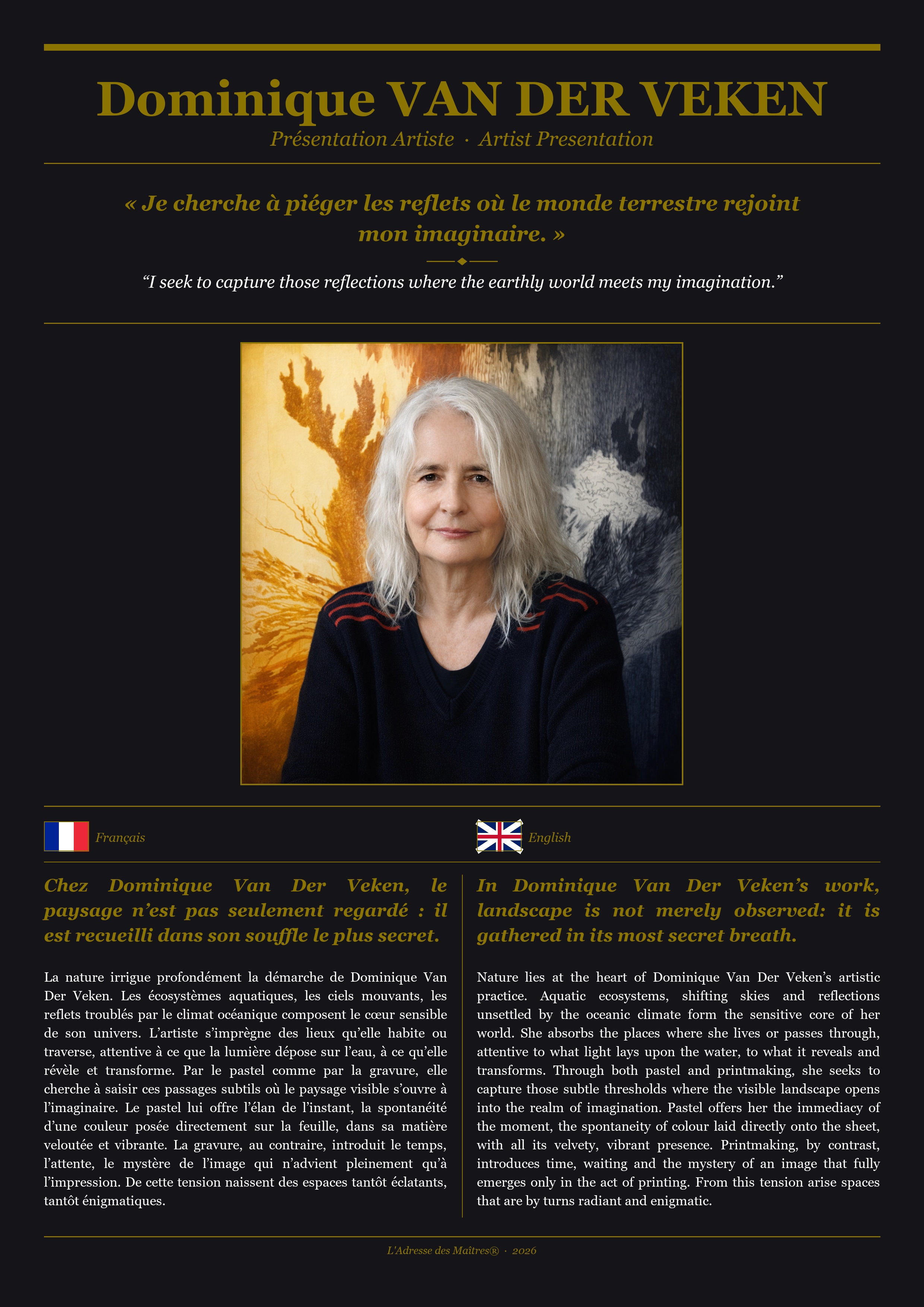 Présentation de l'artiste Dominique VAN DER VEKEN — Couverture Noire