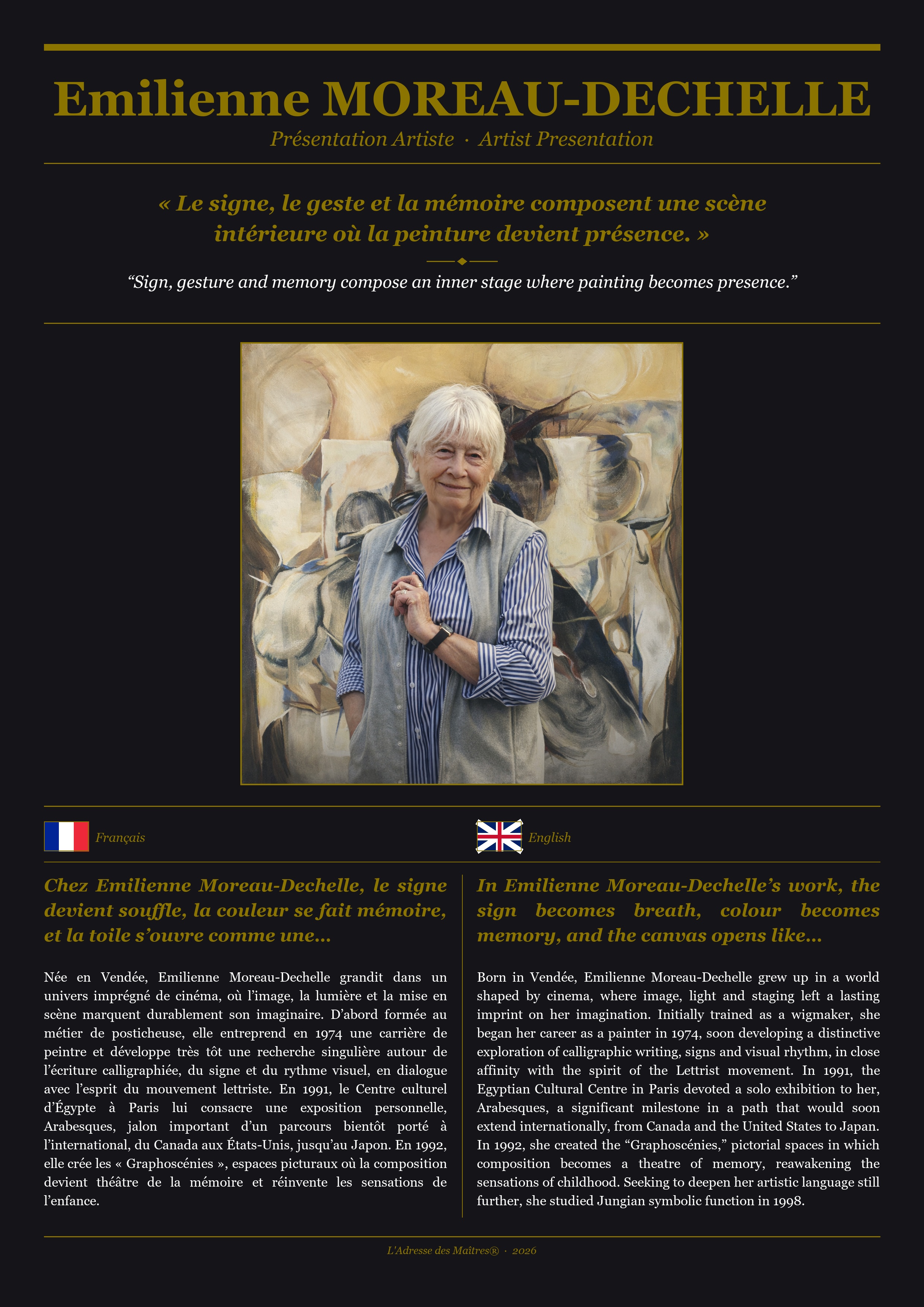 Présentation de l'artiste Emilienne MOREAU-DECHELLE — Couverture Noire