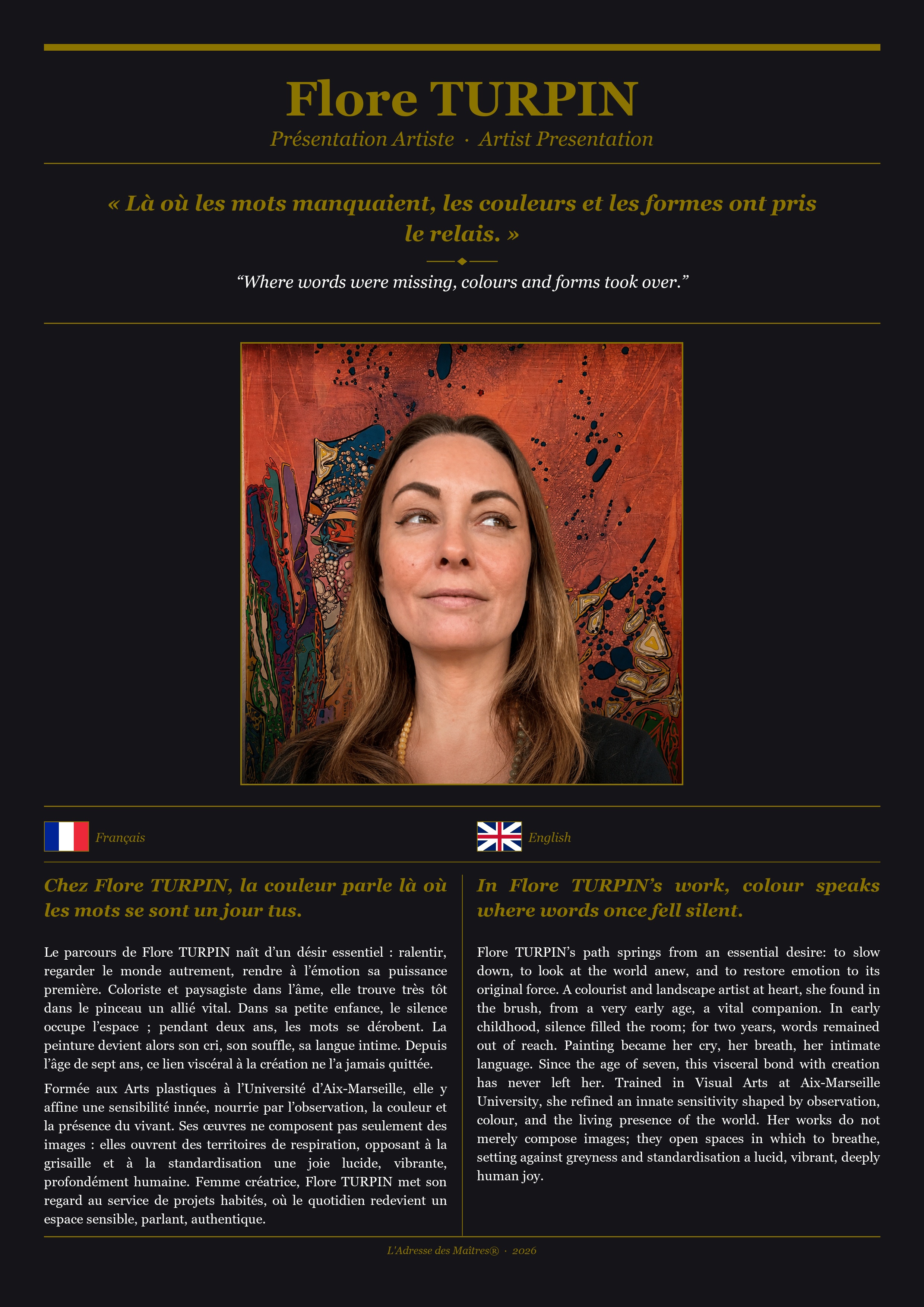 Présentation de l'artiste Flore TURPIN — Couverture Noire