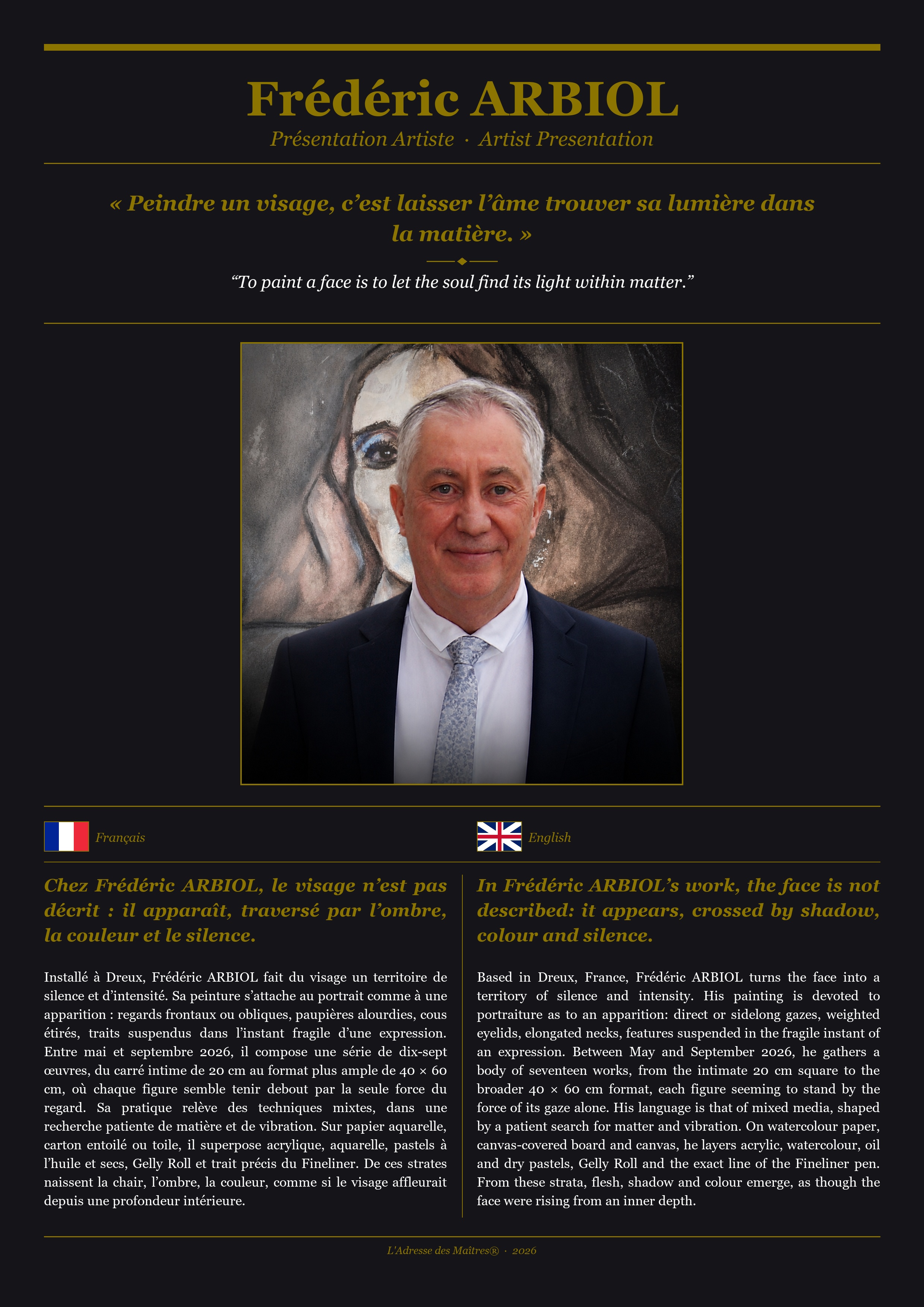 Présentation de l'artiste Frédéric ARBIOL — Couverture Noire