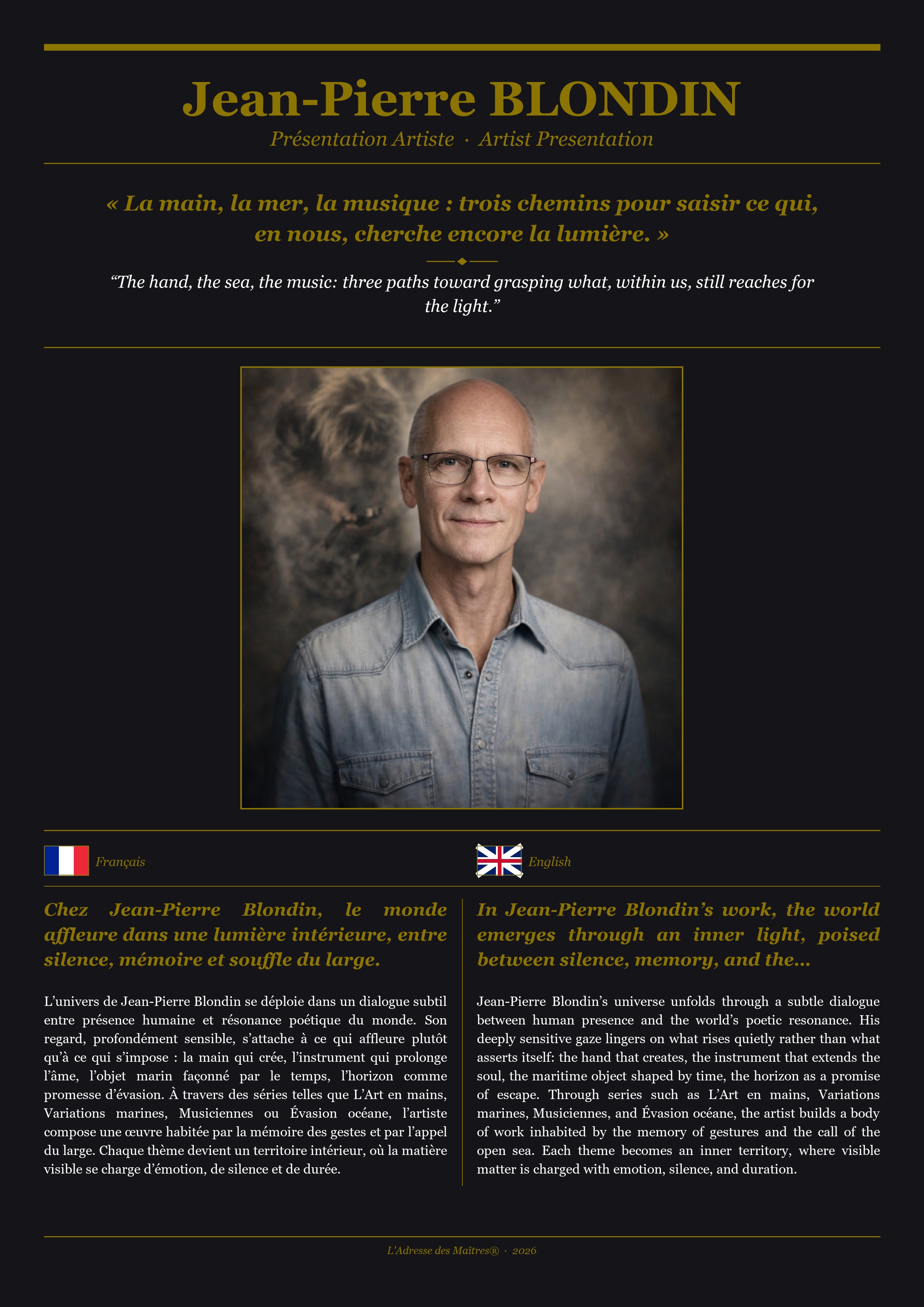 Présentation de l'artiste Jean-Pierre BLONDIN — Couverture Noire