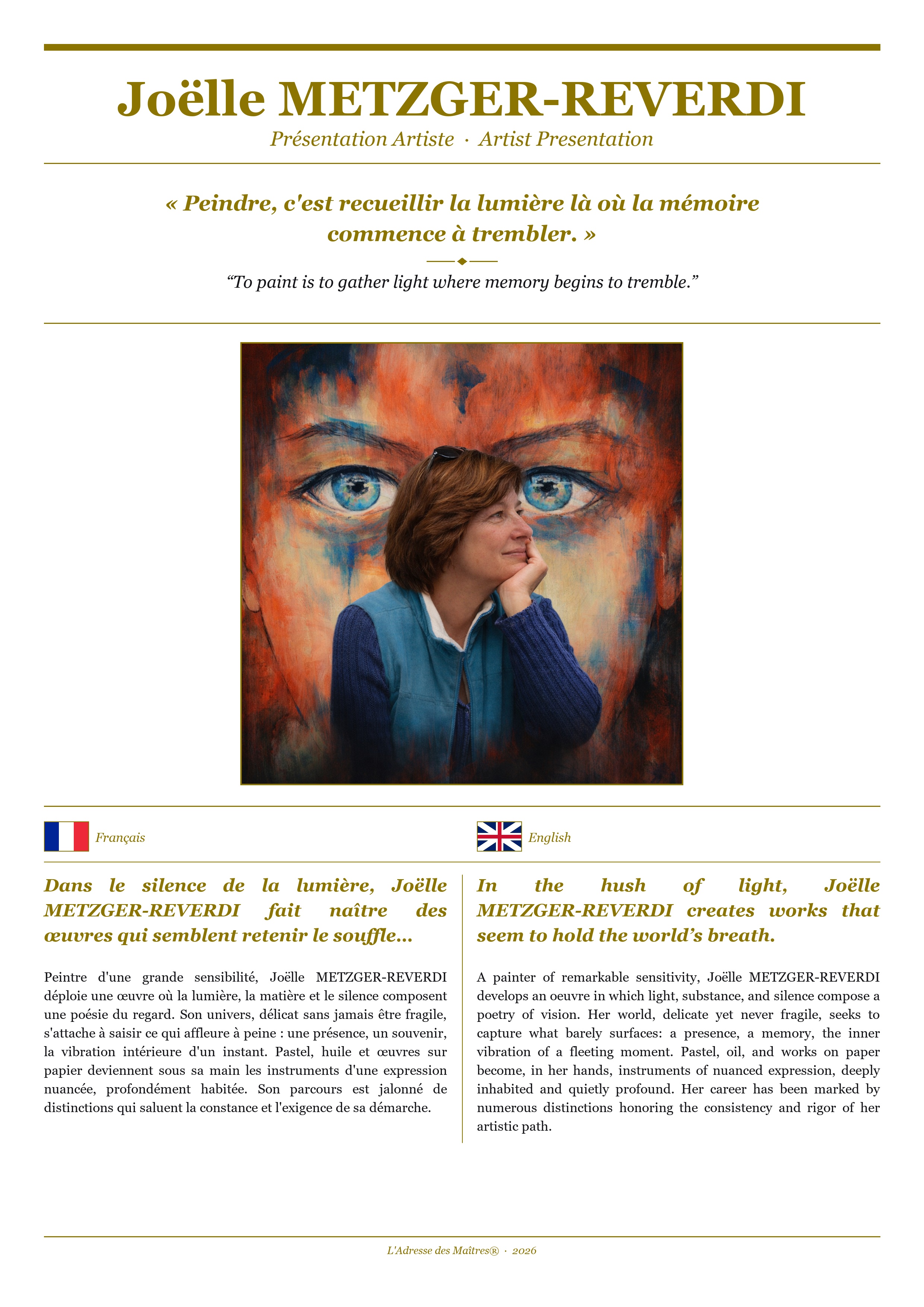 Présentation de l'artiste Joëlle METZGER-REVERDI — Couverture Blanche