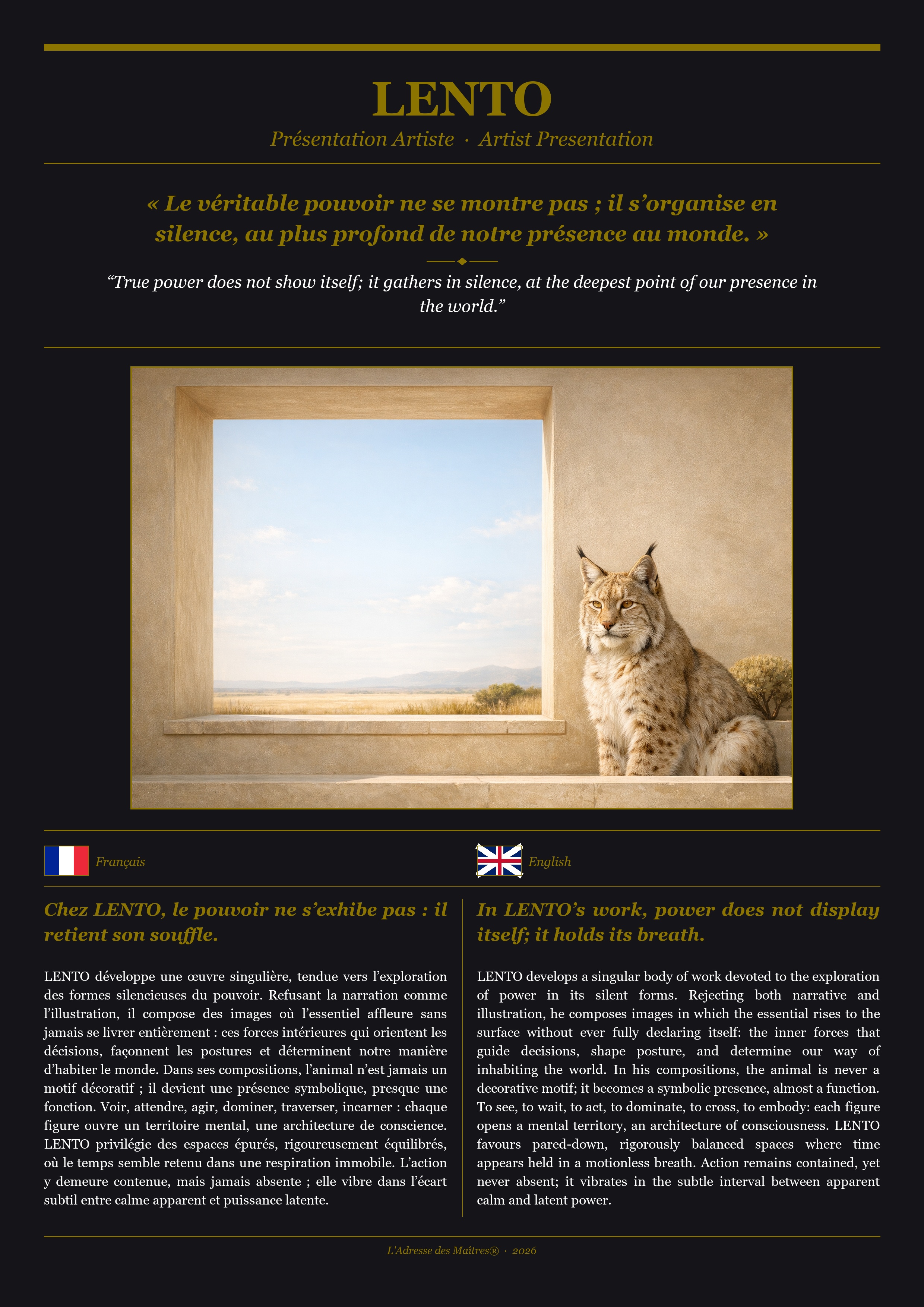 Présentation de l'artiste LENTO — Couverture Noire