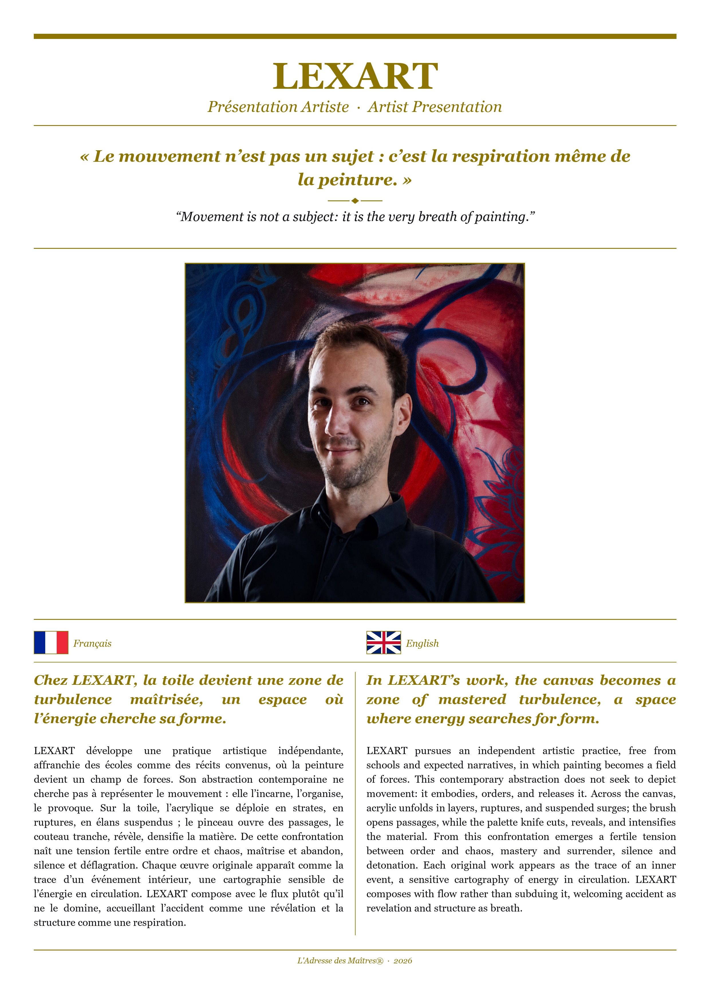 Présentation de l'artiste LEXART — Couverture Blanche