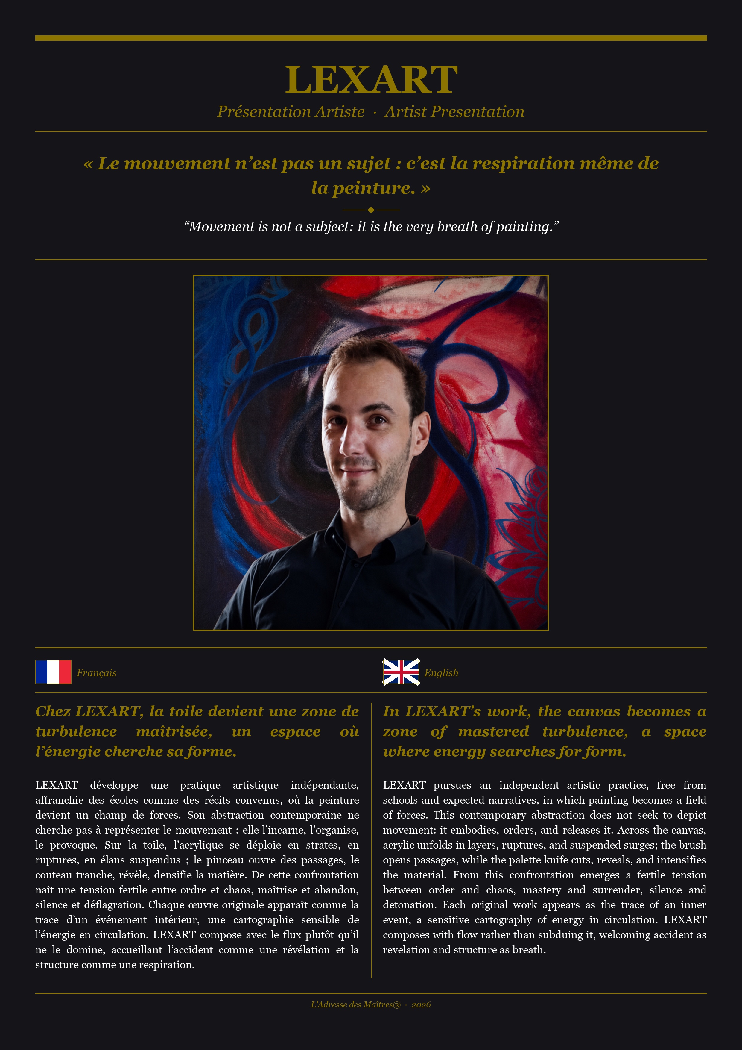 Présentation de l'artiste LEXART — Couverture Noire