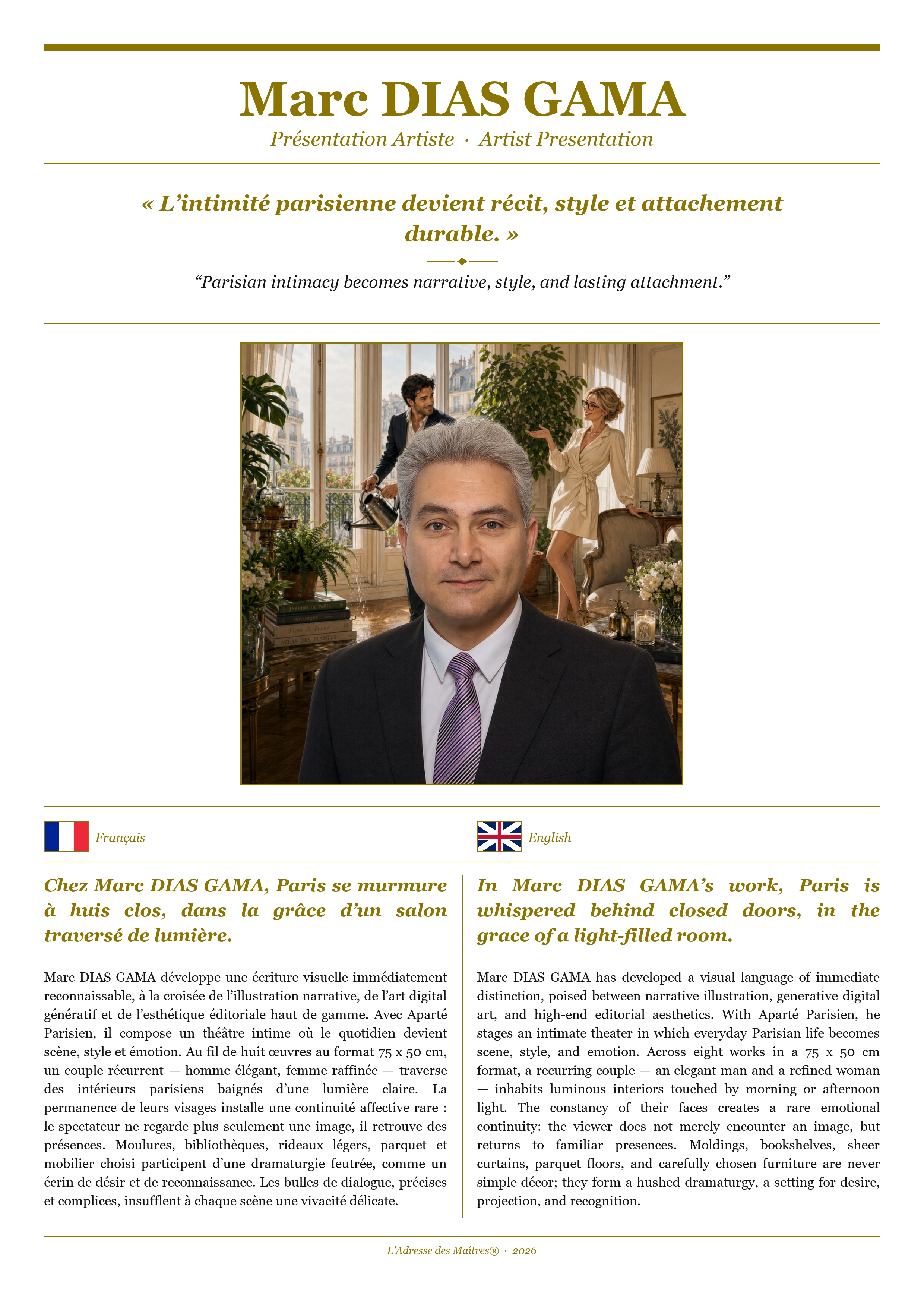 Présentation de l'artiste Marc DIAS GAMA — Couverture Blanche