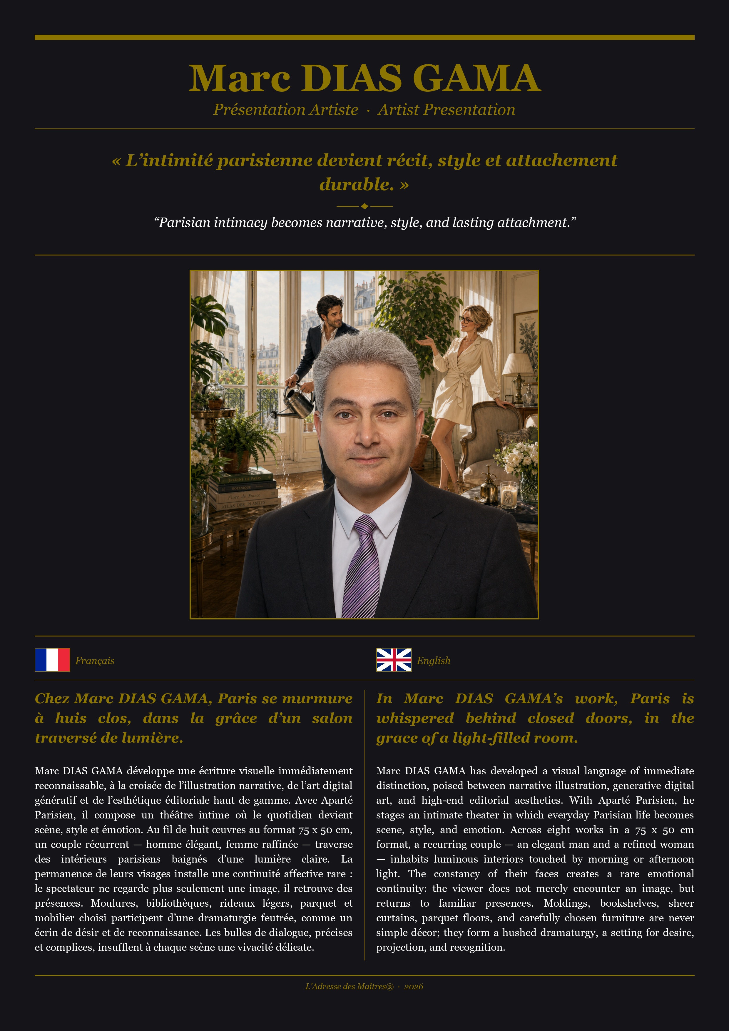 Présentation de l'artiste Marc DIAS GAMA — Couverture Noire