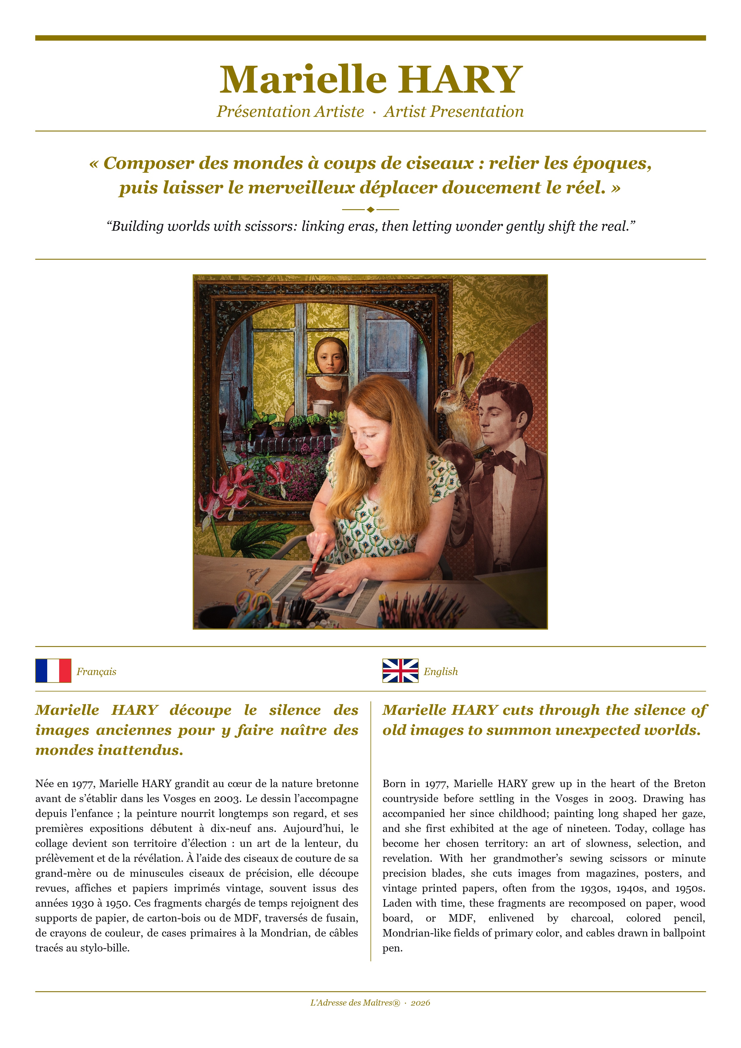 Présentation de l'artiste Marielle HARY — Couverture Blanche
