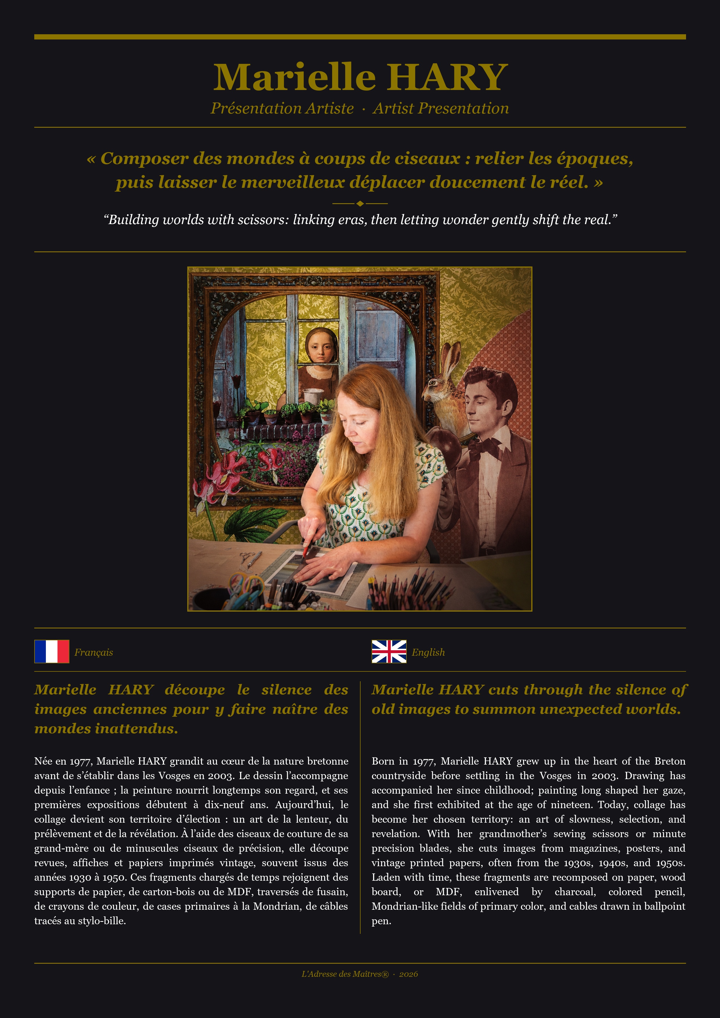Présentation de l'artiste Marielle HARY — Couverture Noire