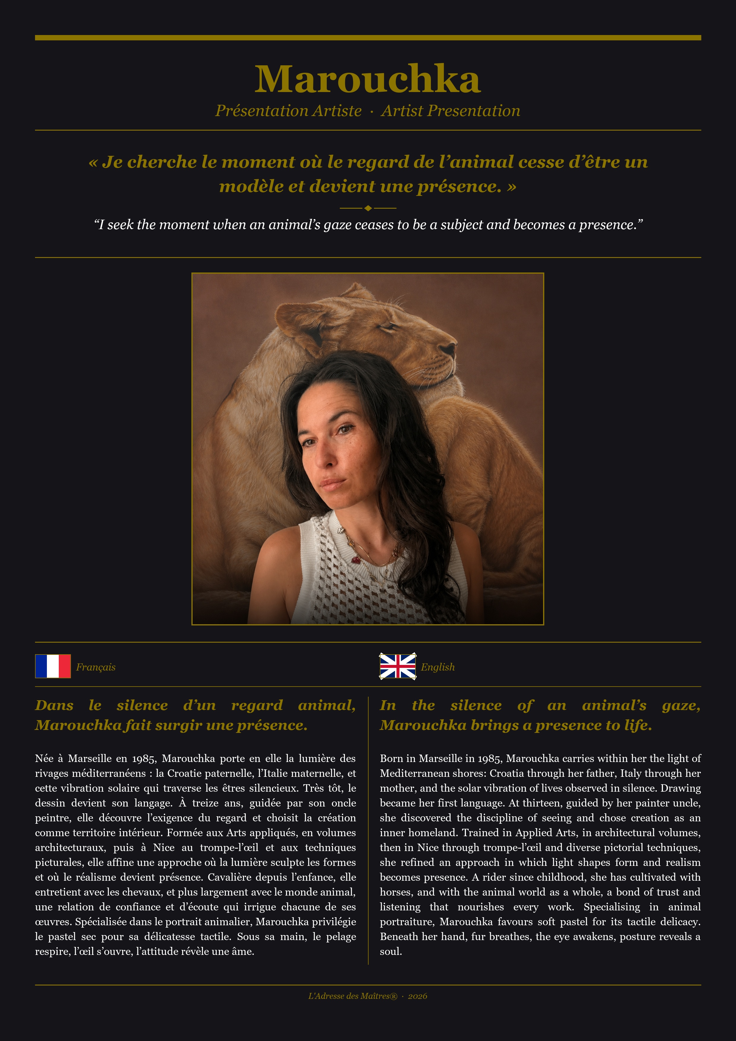 Présentation de l'artiste Marouchka — Couverture Noire