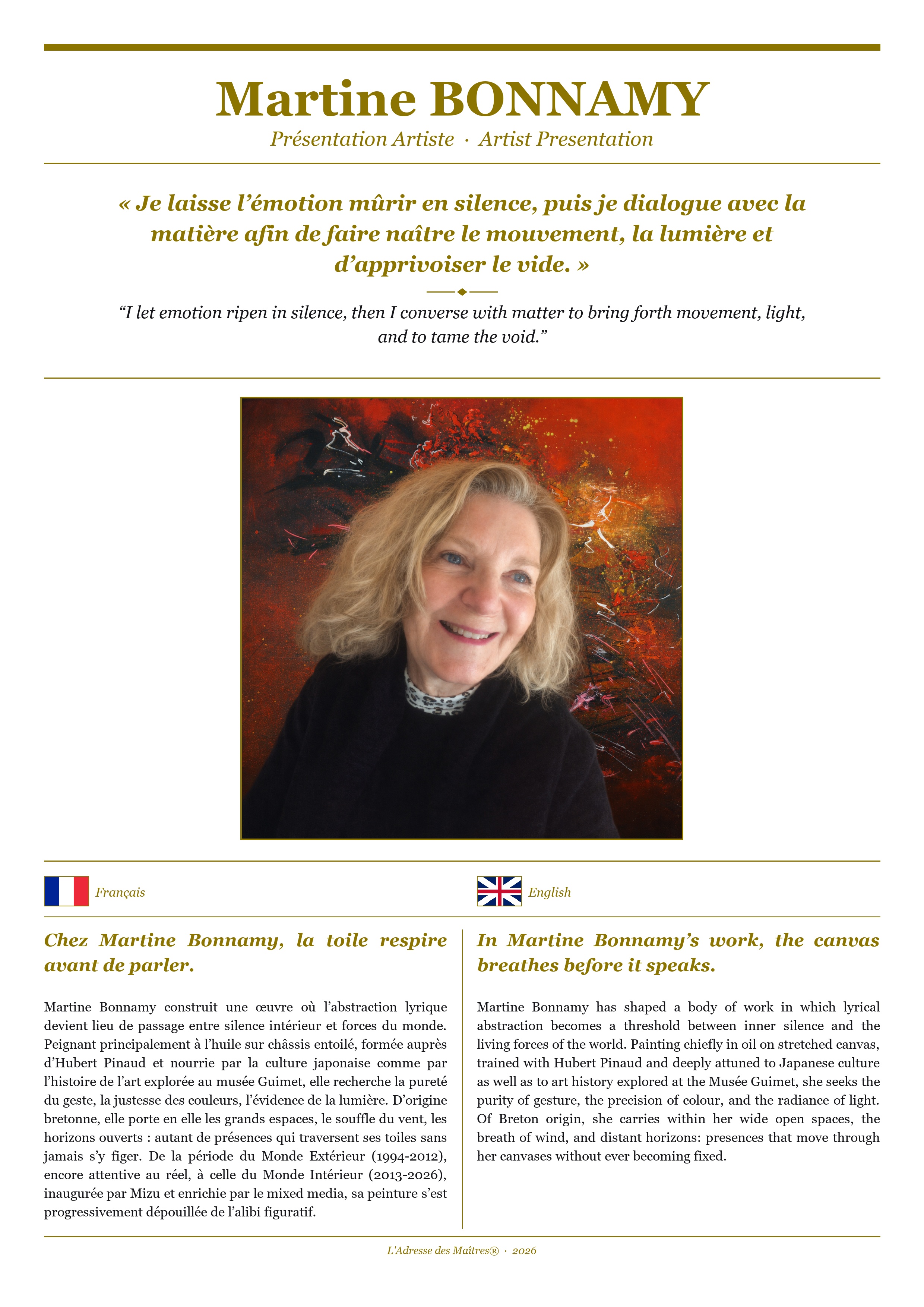 Présentation de l'artiste Martine BONNAMY (Collection Principale) — Couverture Blanche