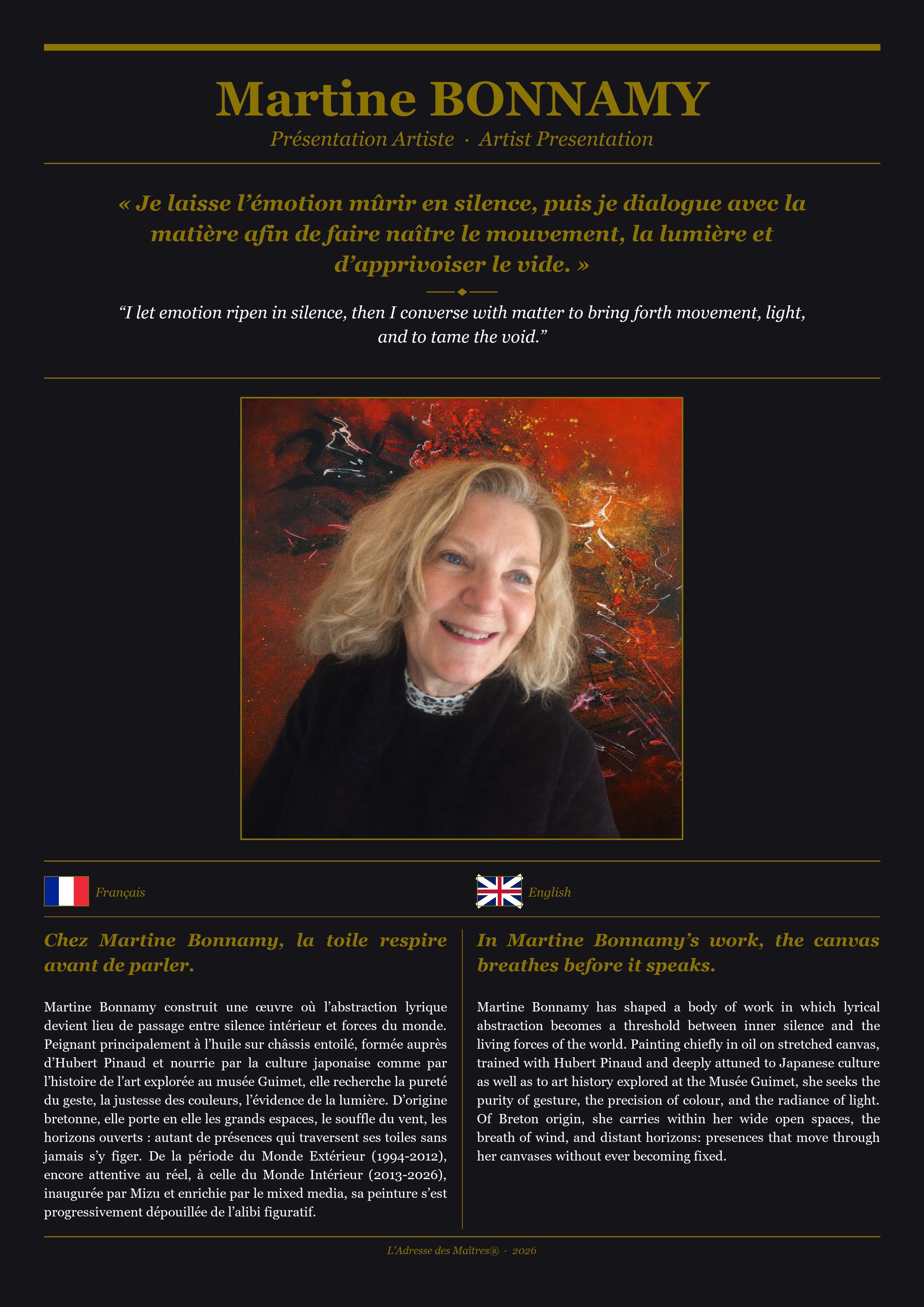 Présentation de l'artiste Martine BONNAMY (Collection Principale) — Couverture Noire