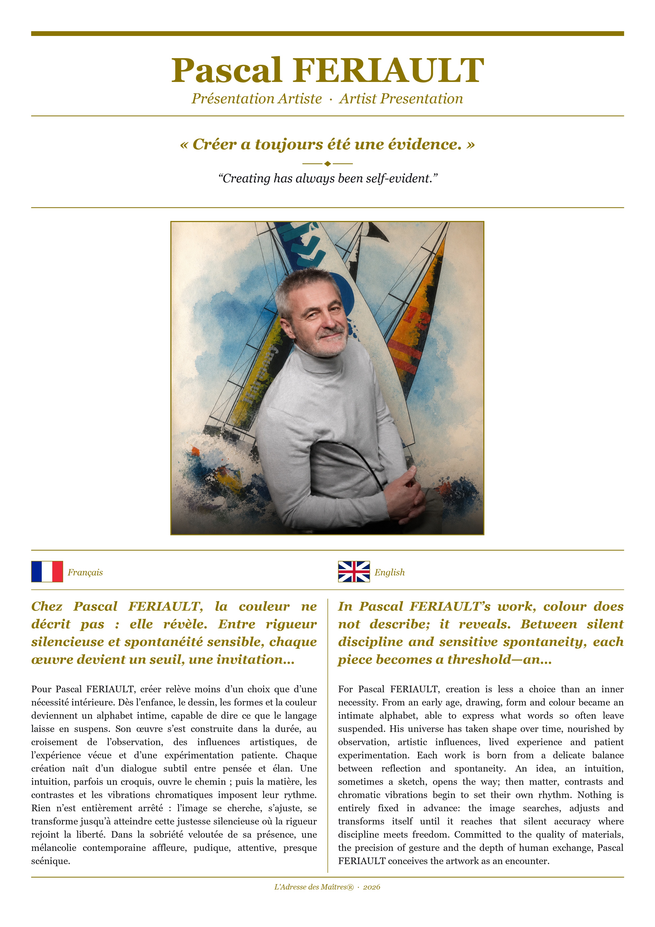 Présentation de l'artiste Pascal FERIAULT — Couverture Blanche