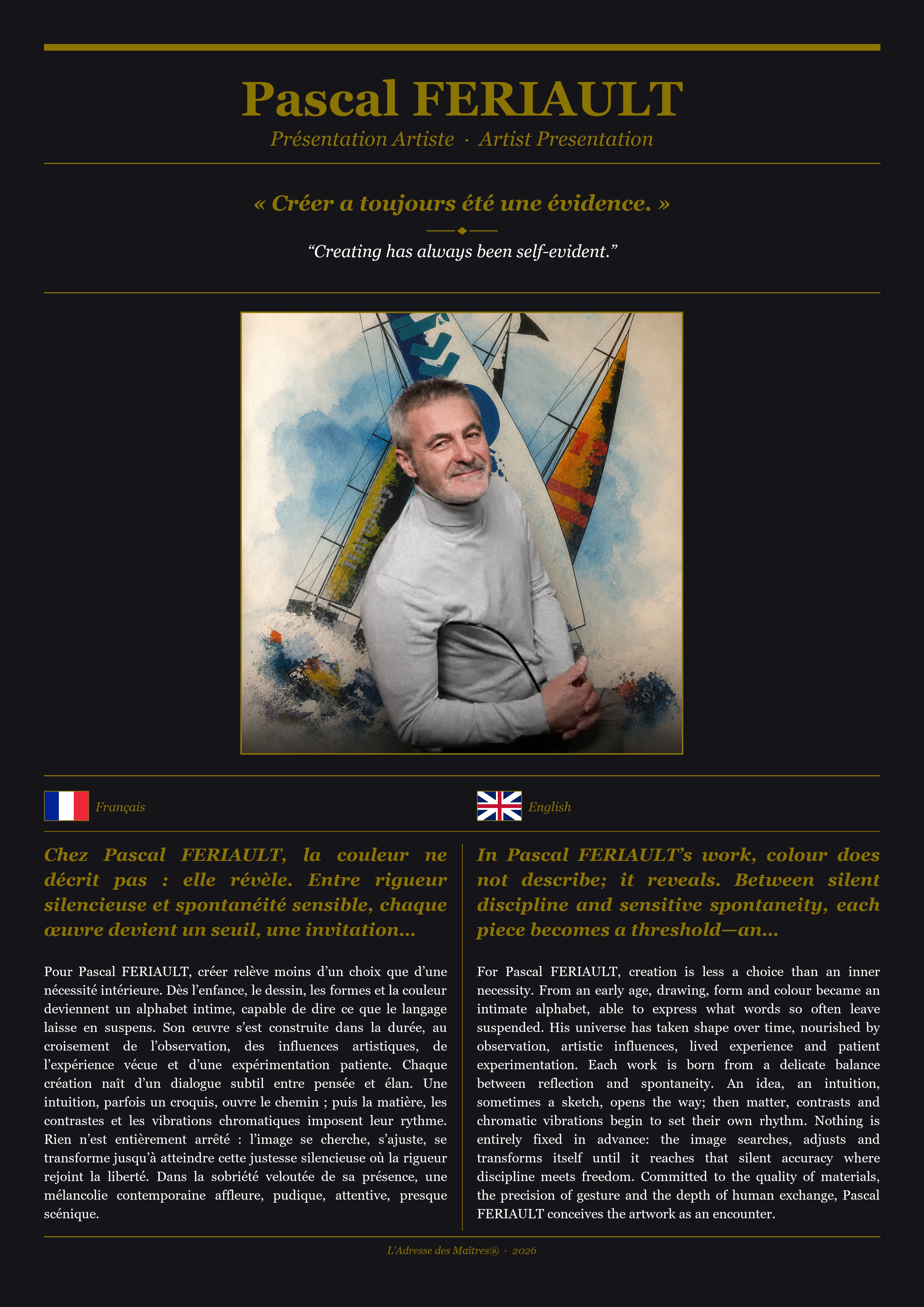 Présentation de l'artiste Pascal FERIAULT — Couverture Noire