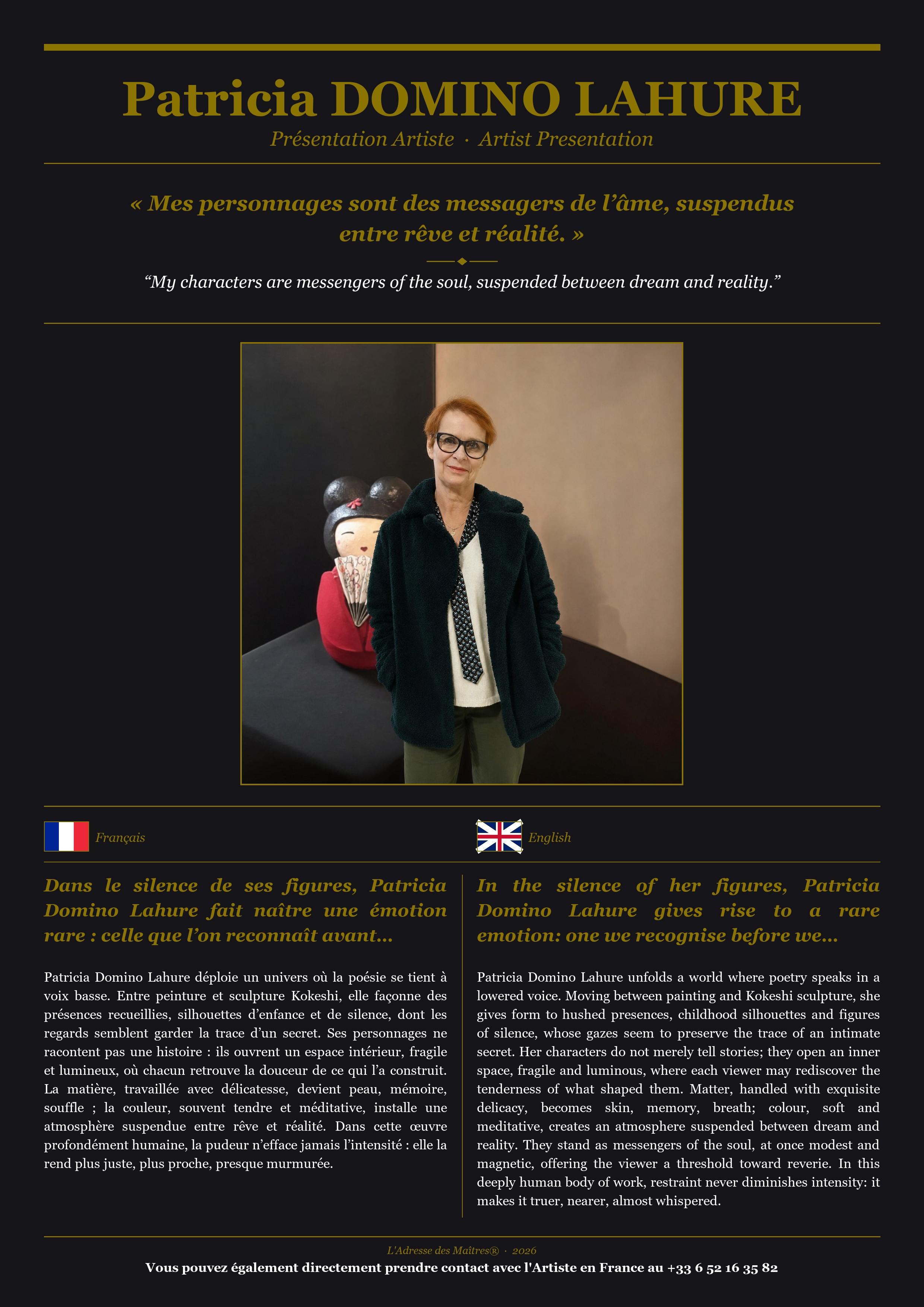 Présentation de l'artiste Patricia DOMINO LAHURE (Collection Kokeshi) — Couverture Noire