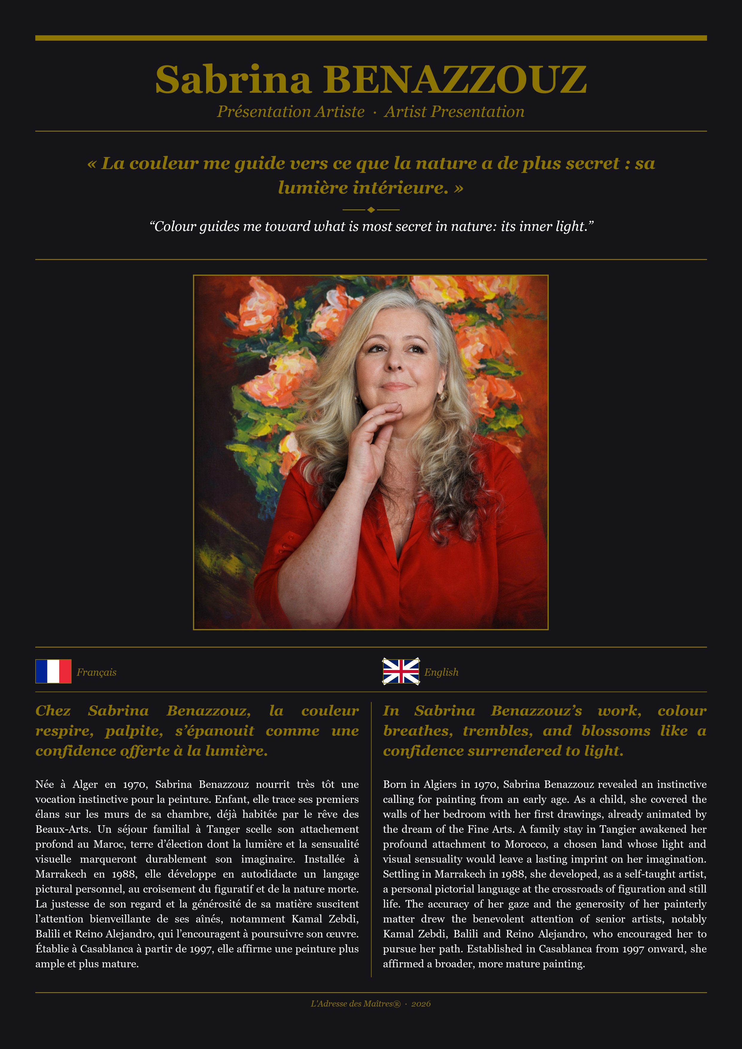 Présentation de l'artiste Sabrina BENAZZOUZ — Couverture Noire