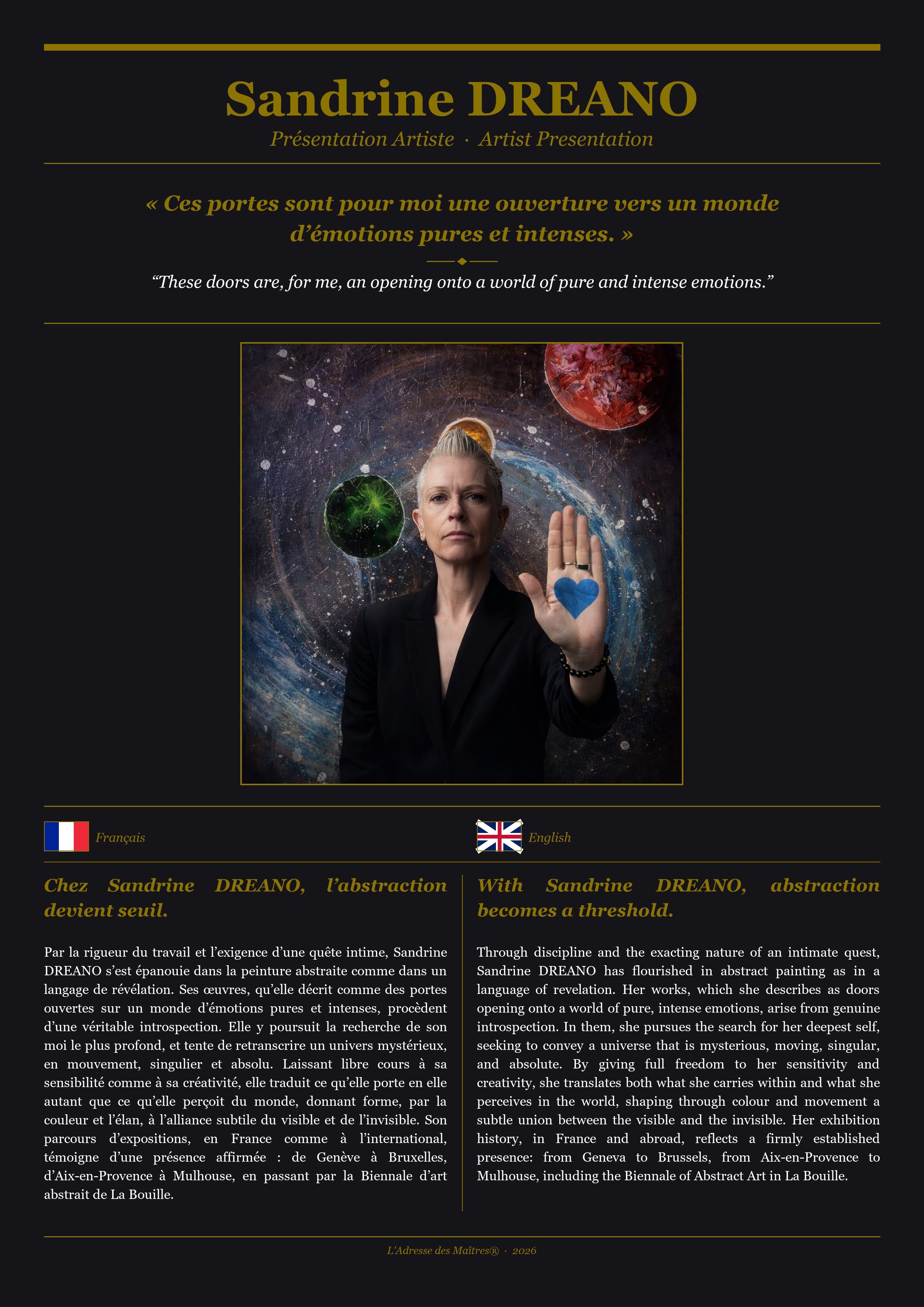 Présentation de l'artiste Sandrine DREANO — Couverture Noire