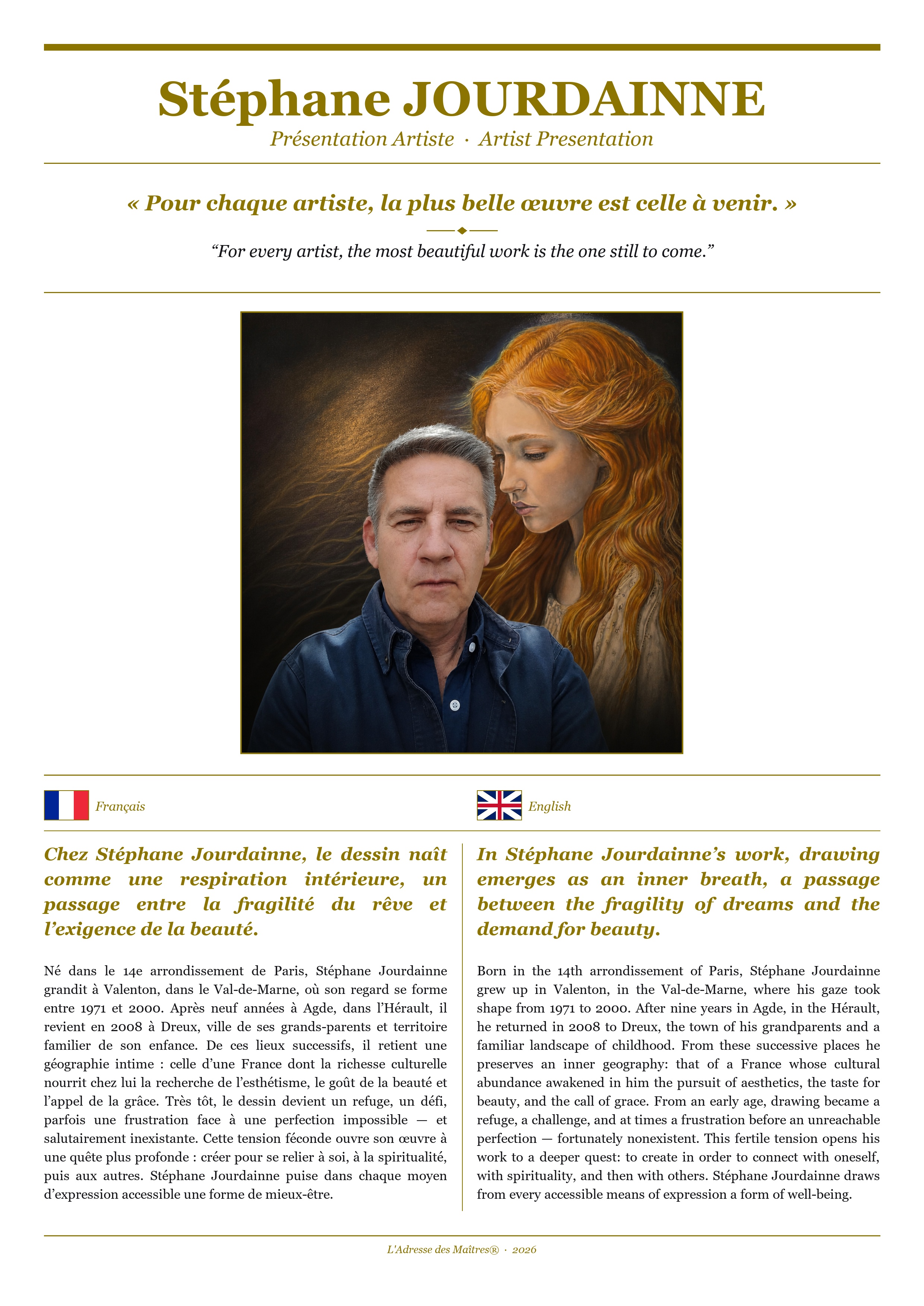 Présentation de l'artiste Stéphane JOURDAINNE — Couverture Blanche