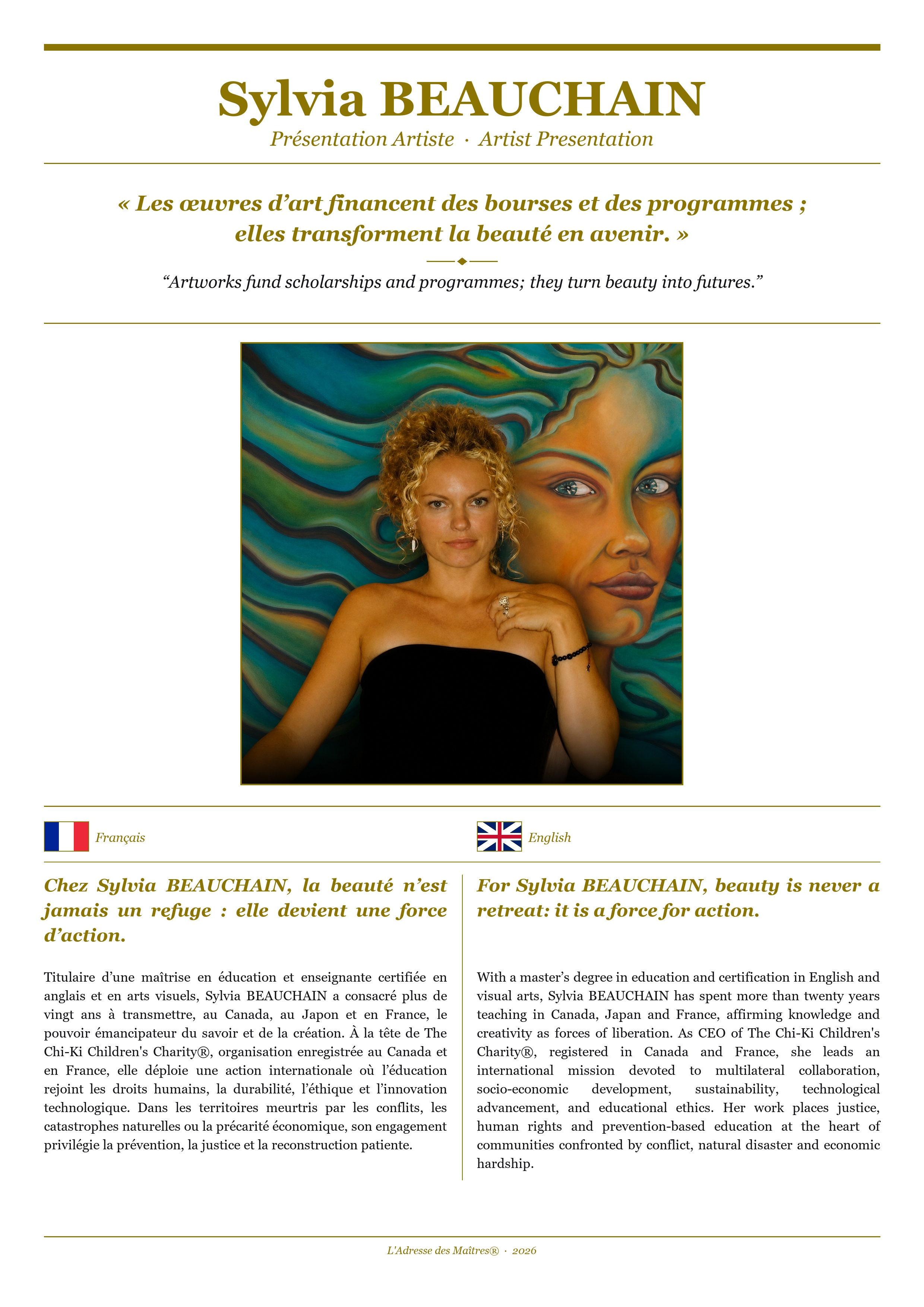 Présentation de l'artiste Sylvia BEAUCHAIN — Couverture Blanche