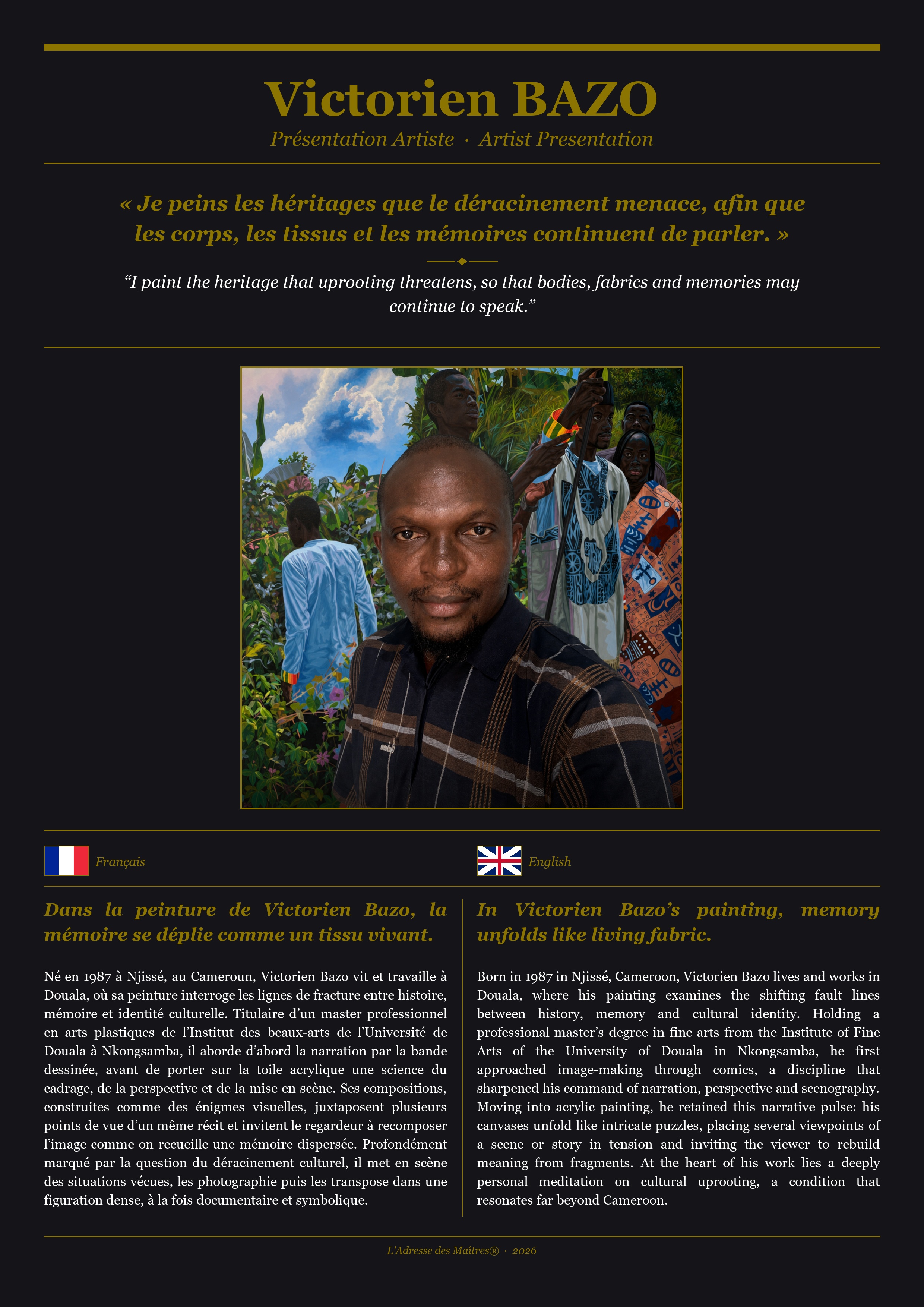 Présentation de l'artiste Victorien BAZO — Couverture Noire