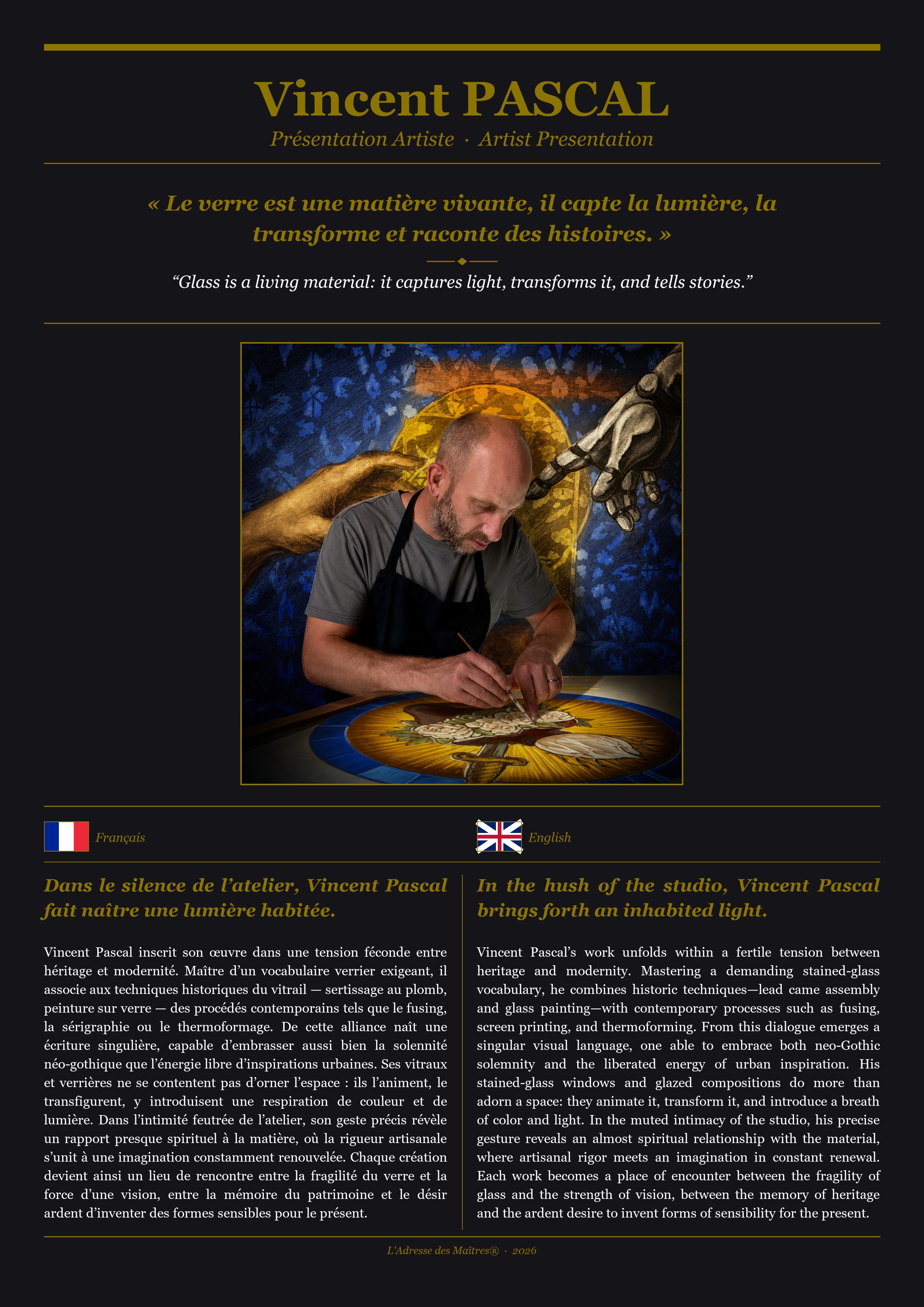 Présentation de l'artiste Vincent PASCAL — Couverture Noire