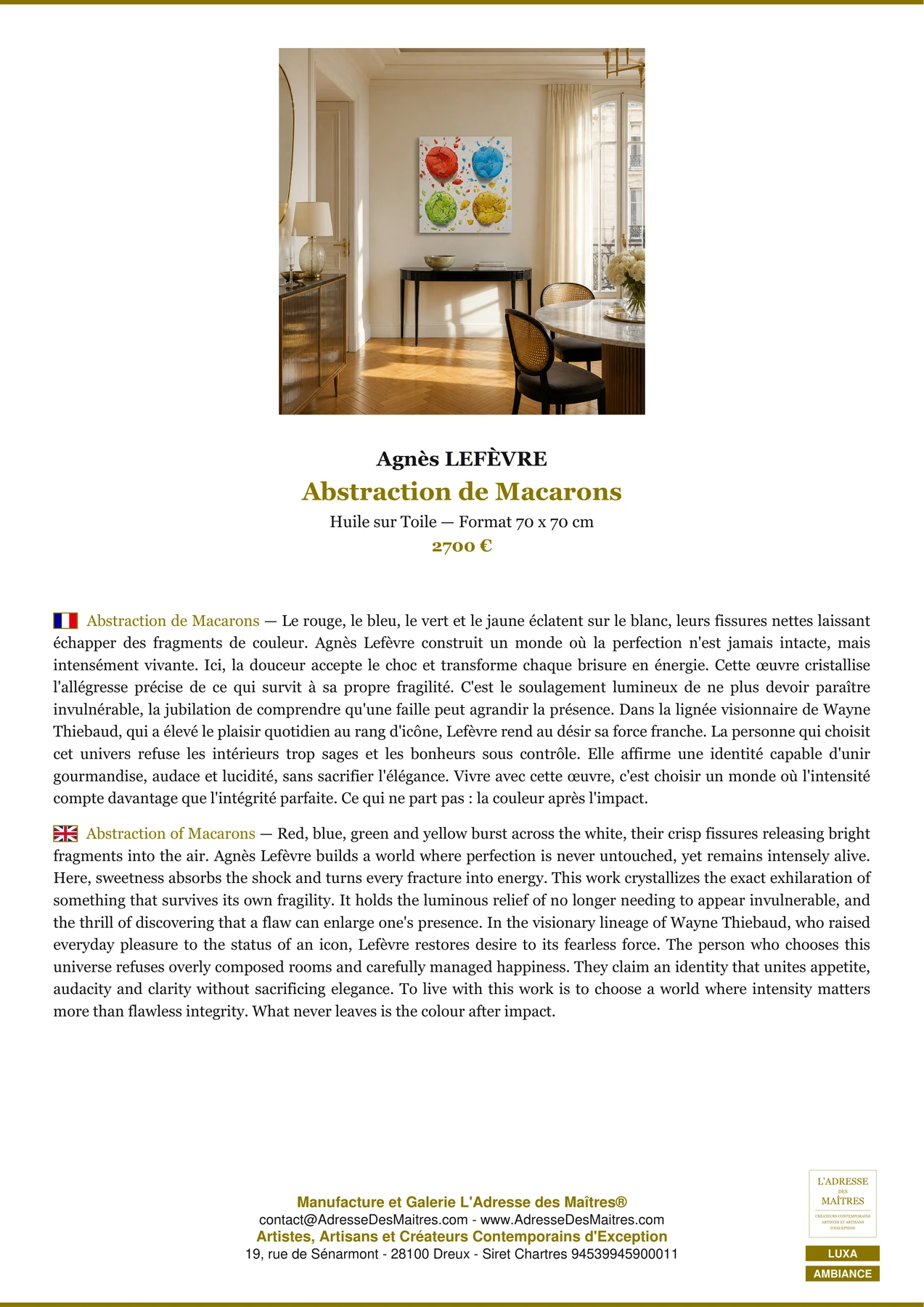Fiche Premium Ambiance - Abstraction de Macarons - Agnès LEFÈVRE - L'Adresse des Maîtres®