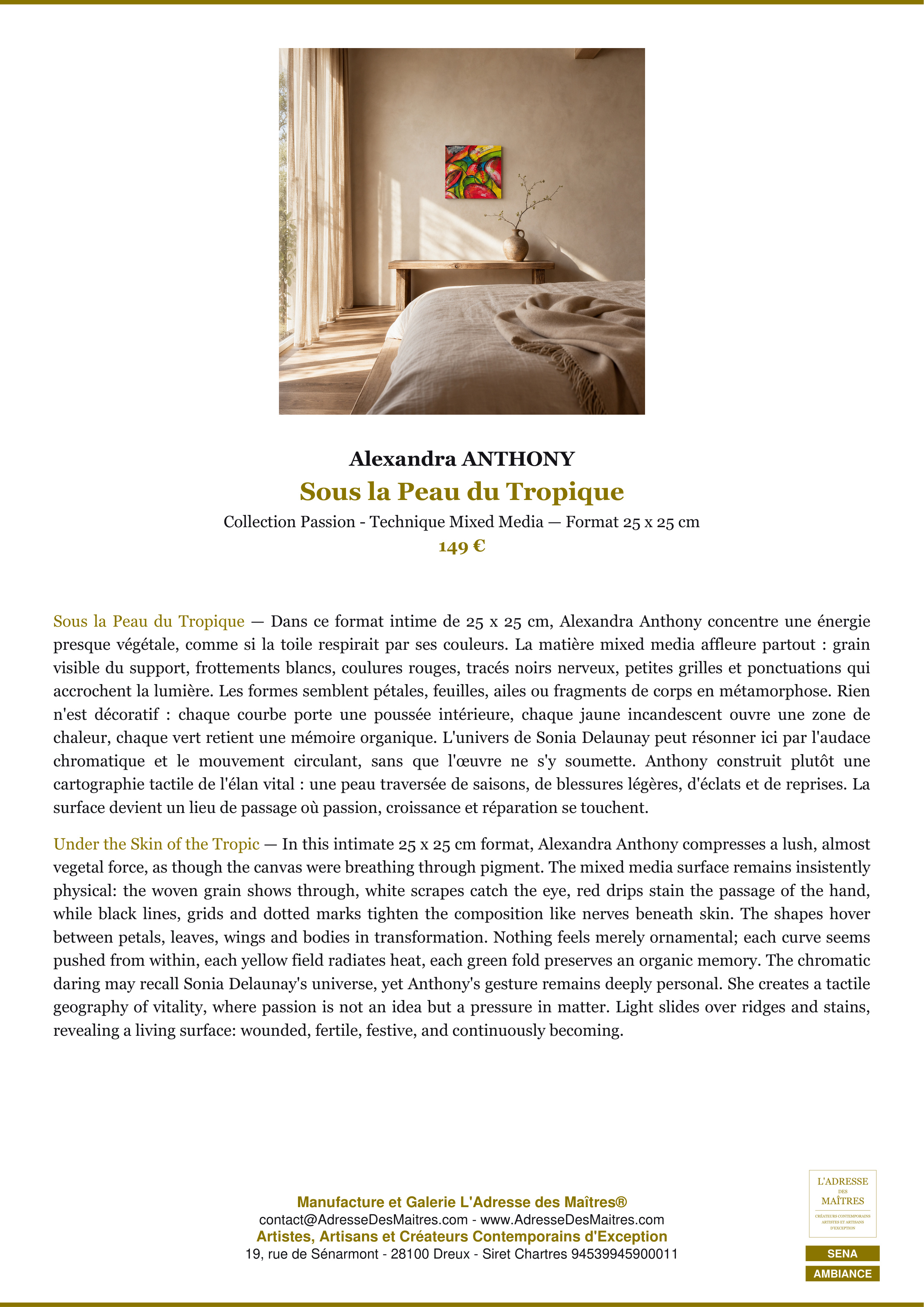 Fiche Premium Ambiance — Sous la Peau du Tropique — Alexandra ANTHONY — L'Adresse des Maîtres®