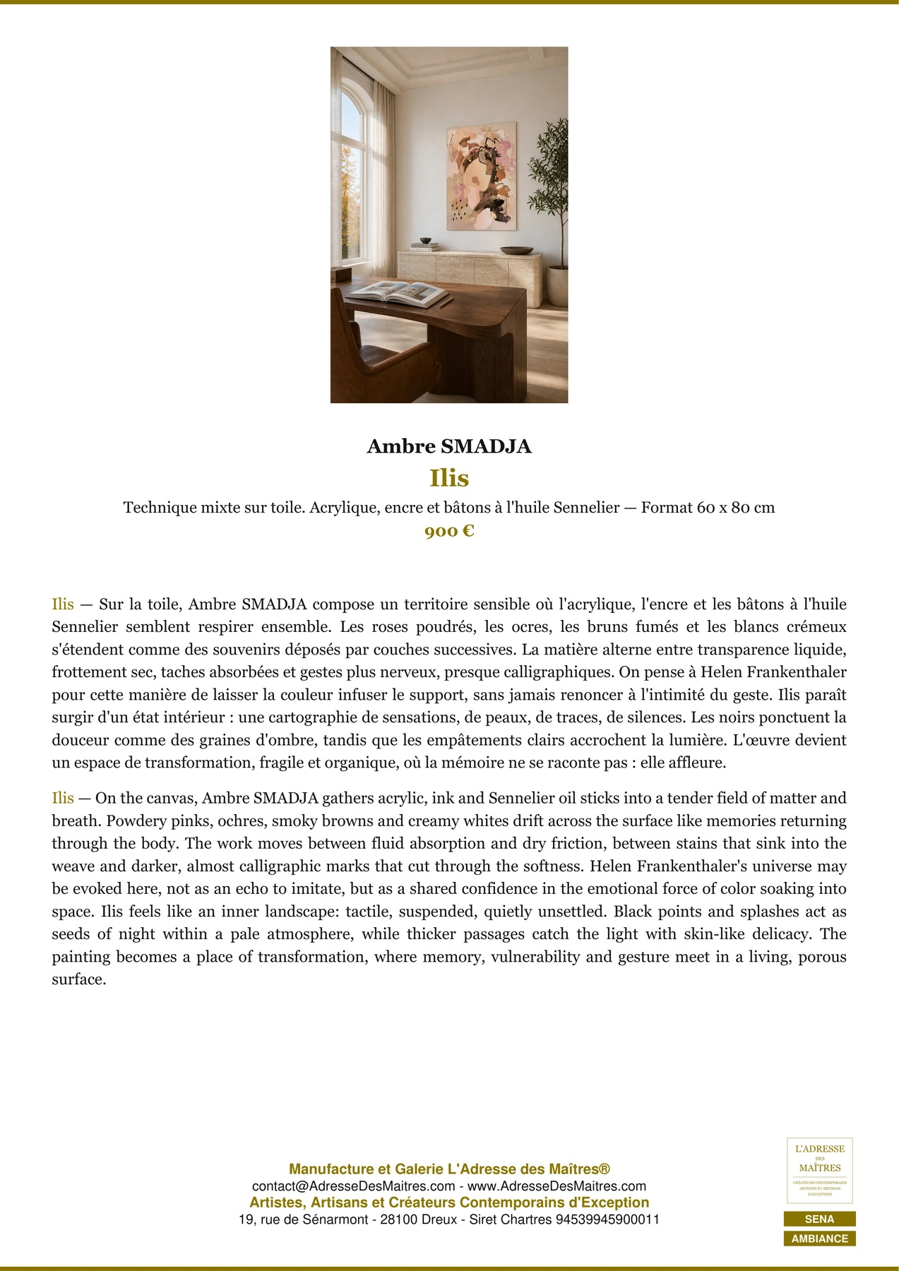 Fiche Premium Ambiance - Ilis - Ambre SMADJA - L'Adresse des Maîtres®