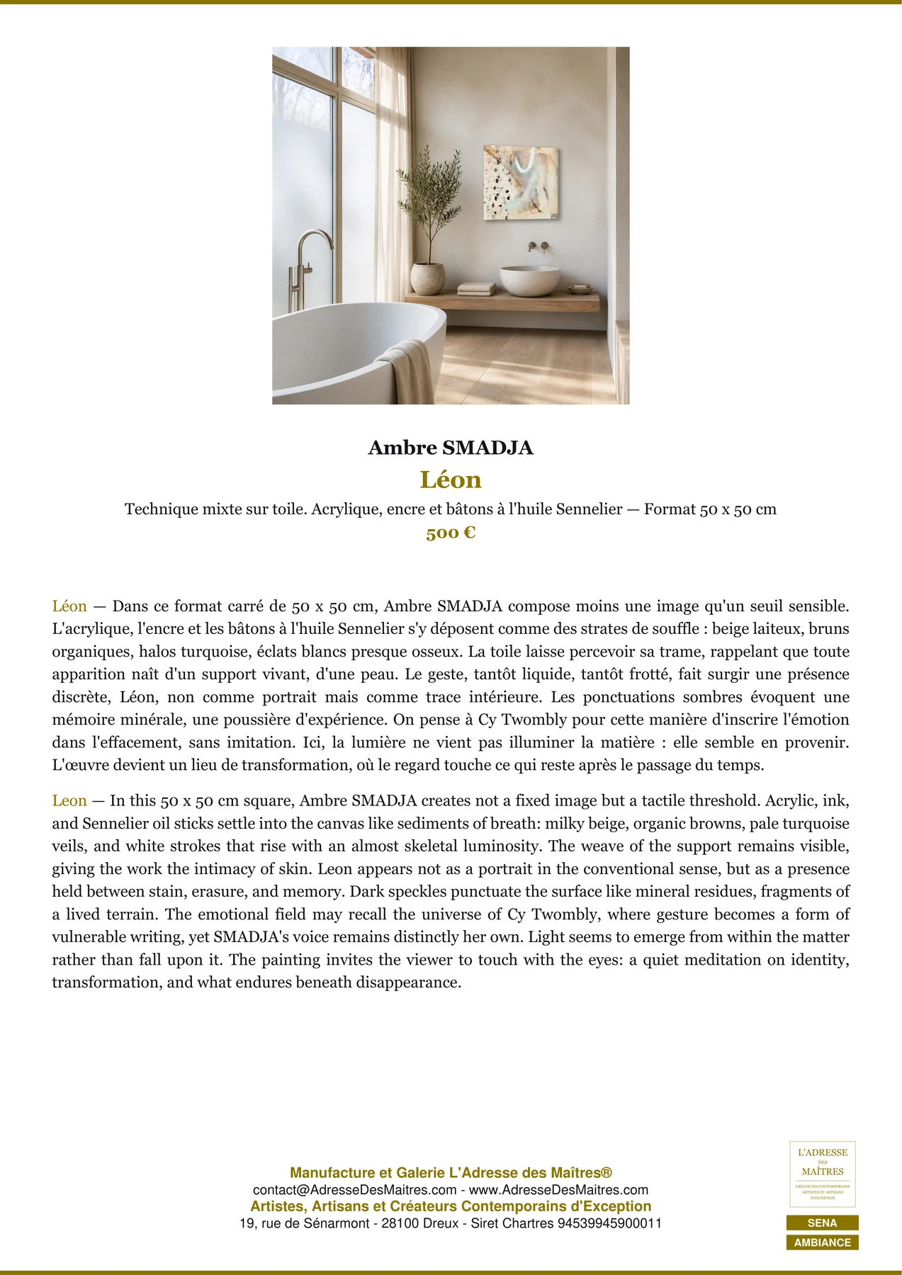 Fiche Premium Ambiance - Léon - Ambre SMADJA - L'Adresse des Maîtres®