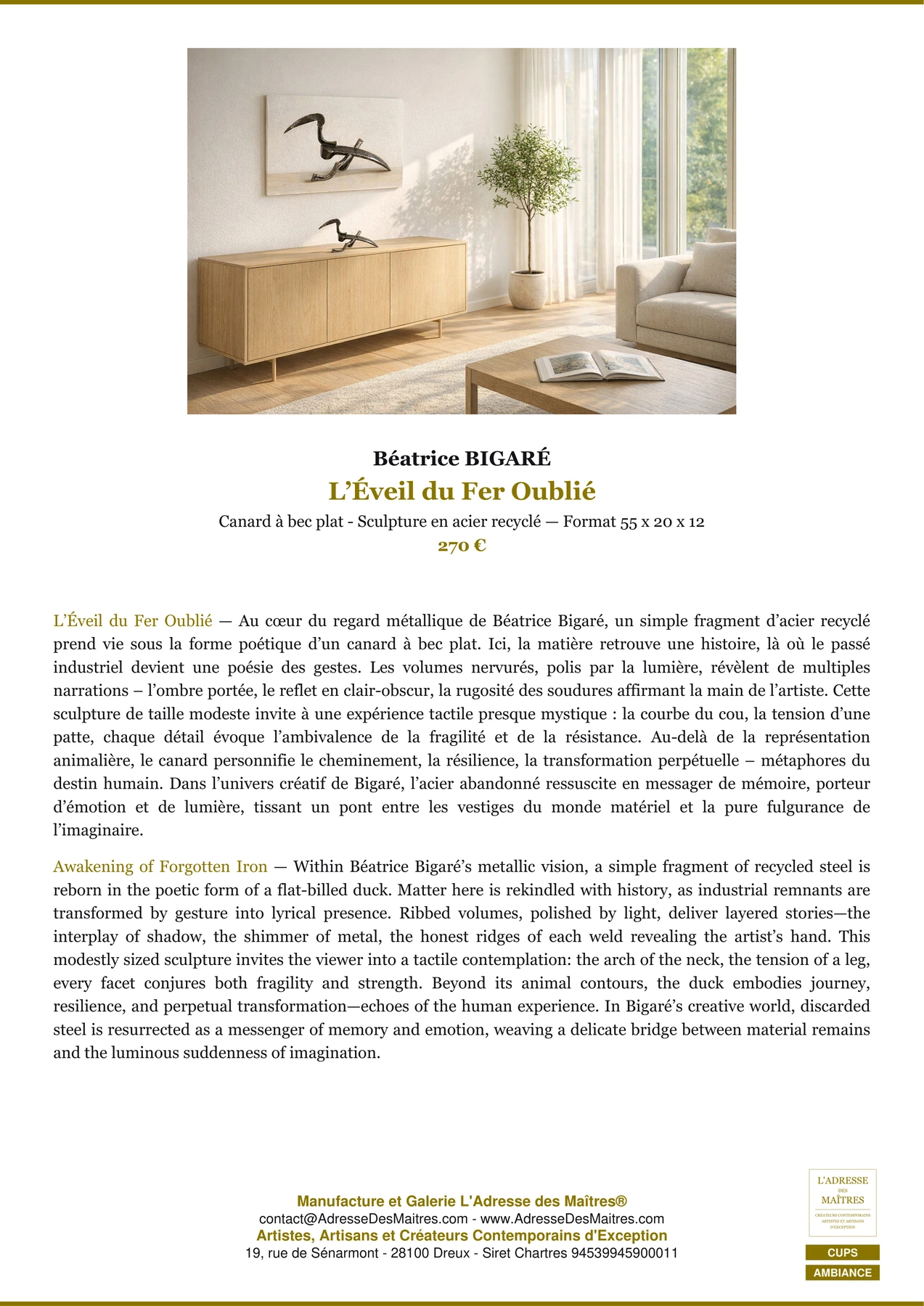 Fiche Premium Ambiance - L’Éveil du Fer Oublié - Béatrice BIGARÉ - L'Adresse des Maîtres®