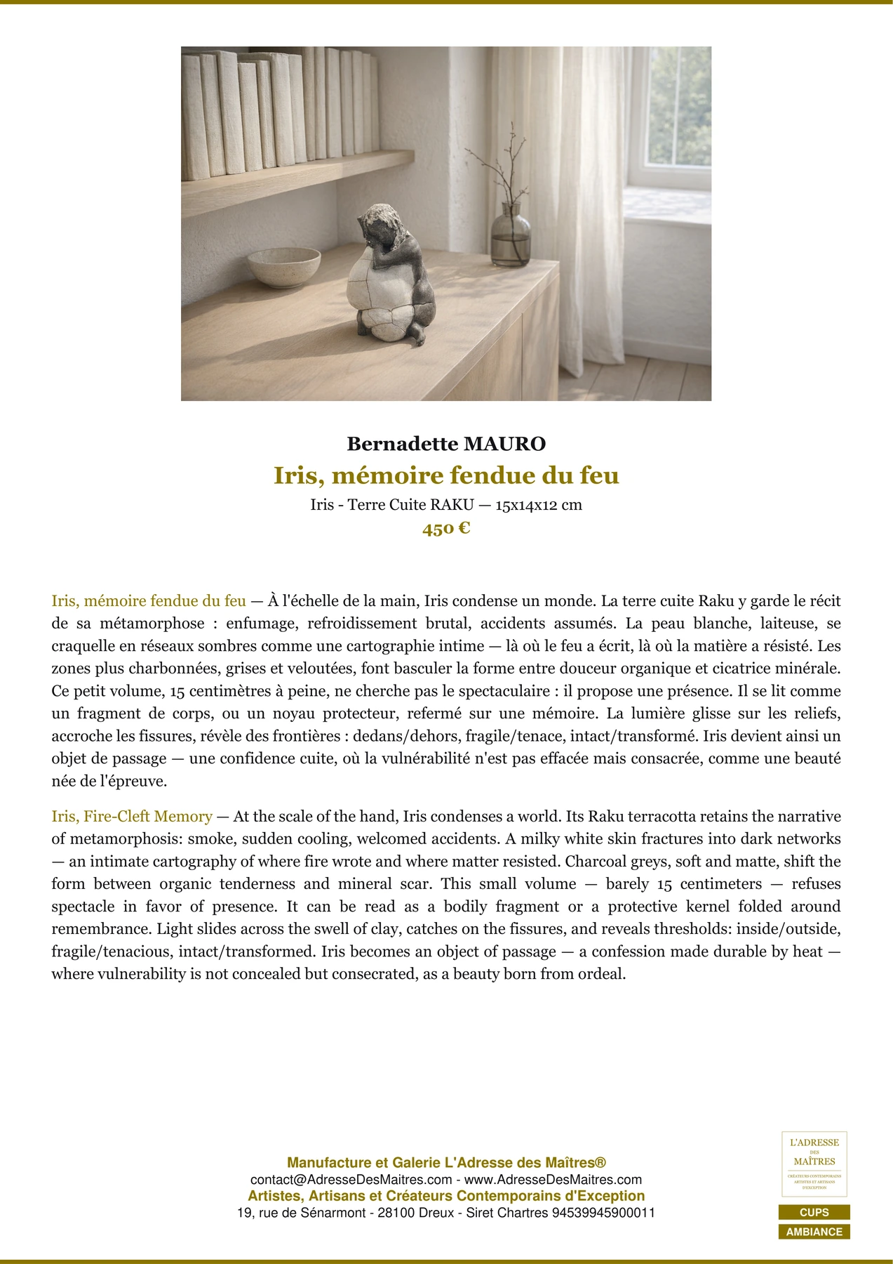 Iris, mémoire fendue du feu — Ambiance — Bernadette MAURO