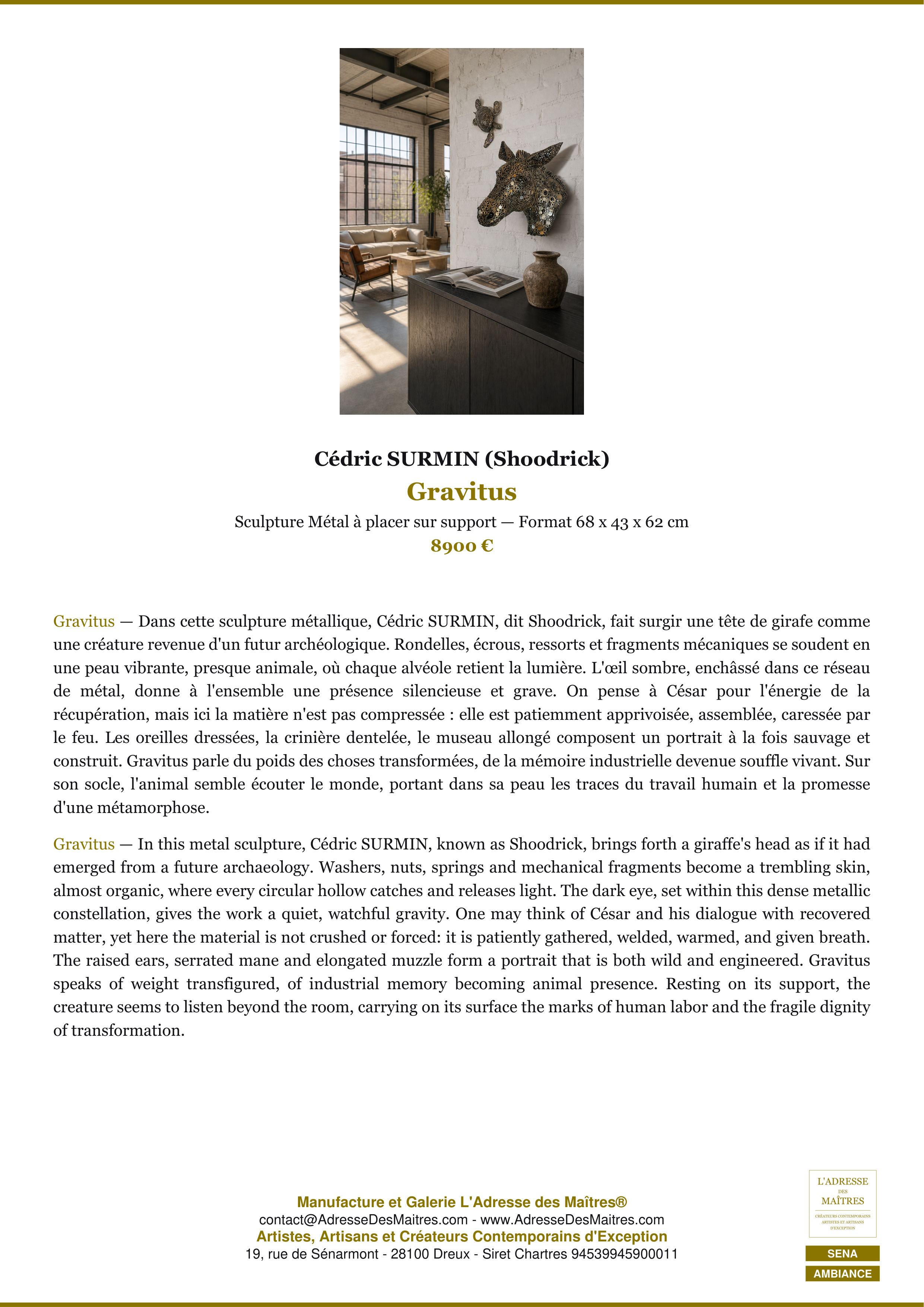 Fiche Premium Ambiance — Gravitus — Cédric SURMIN (Shoodrick) — L'Adresse des Maîtres®