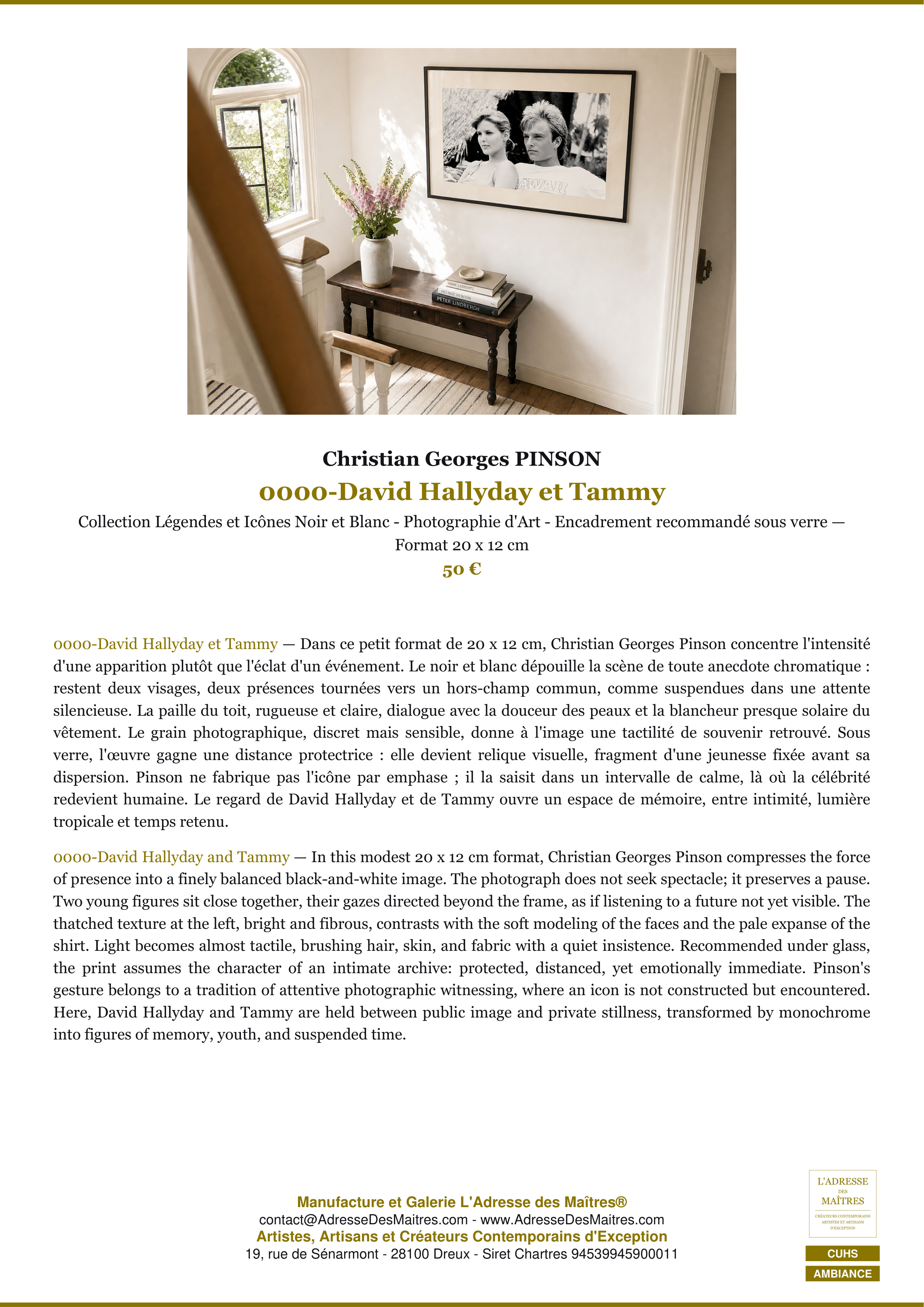 Fiche Premium Ambiance — 0000-David Hallyday et Tammy — Christian Georges PINSON — L'Adresse des Maîtres®