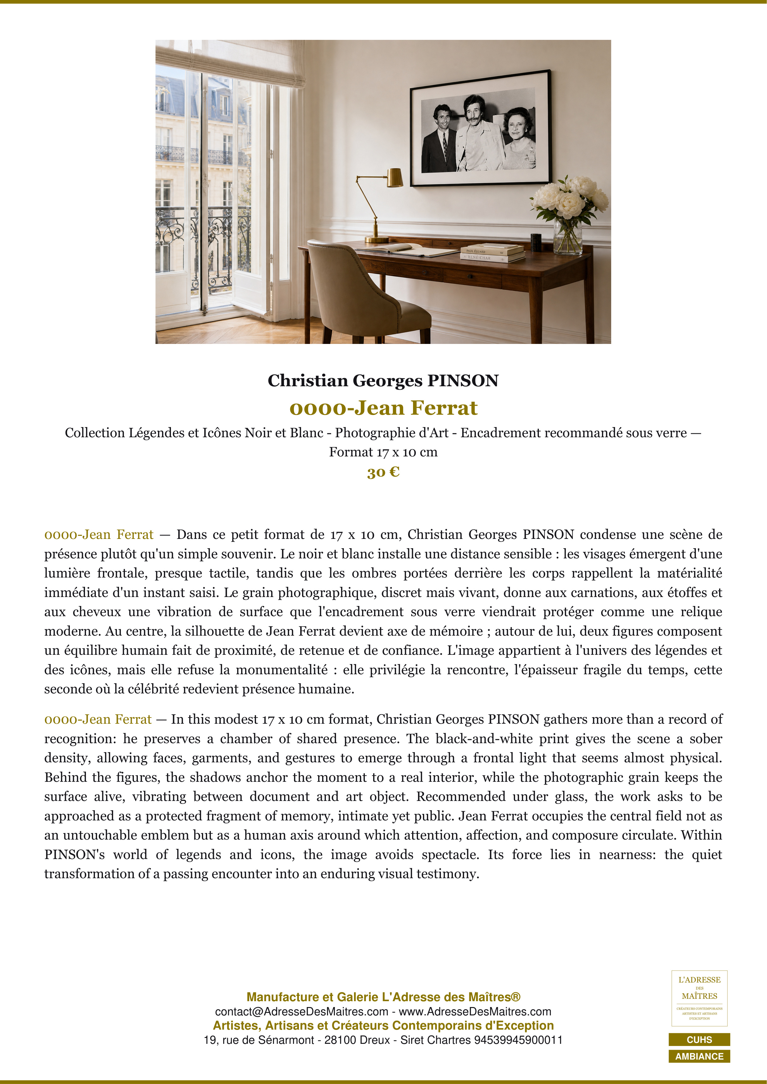 Fiche Premium Ambiance — 0000-Jean Ferrat — Christian Georges PINSON — L'Adresse des Maîtres®
