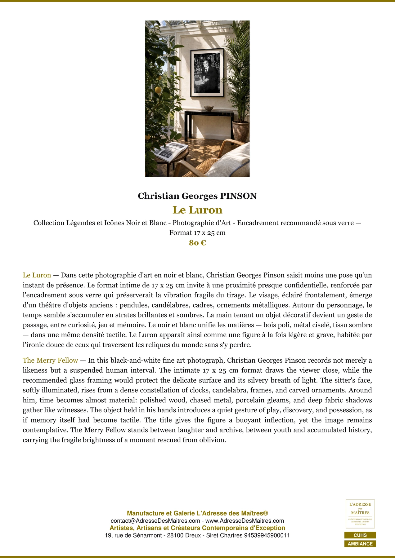 Fiche Premium Ambiance - Le Luron - Christian Georges PINSON - L'Adresse des Maîtres®