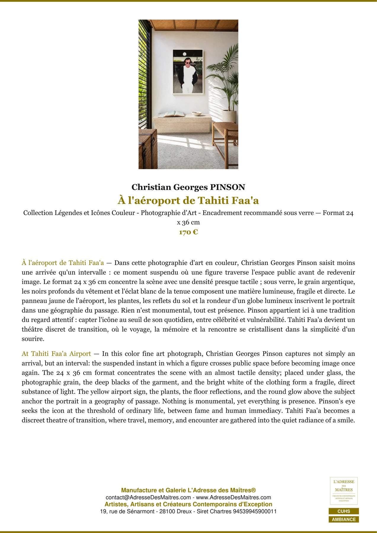 Fiche Premium Ambiance - À l'aéroport de Tahiti Faa'a - Christian Georges PINSON - L'Adresse des Maîtres®