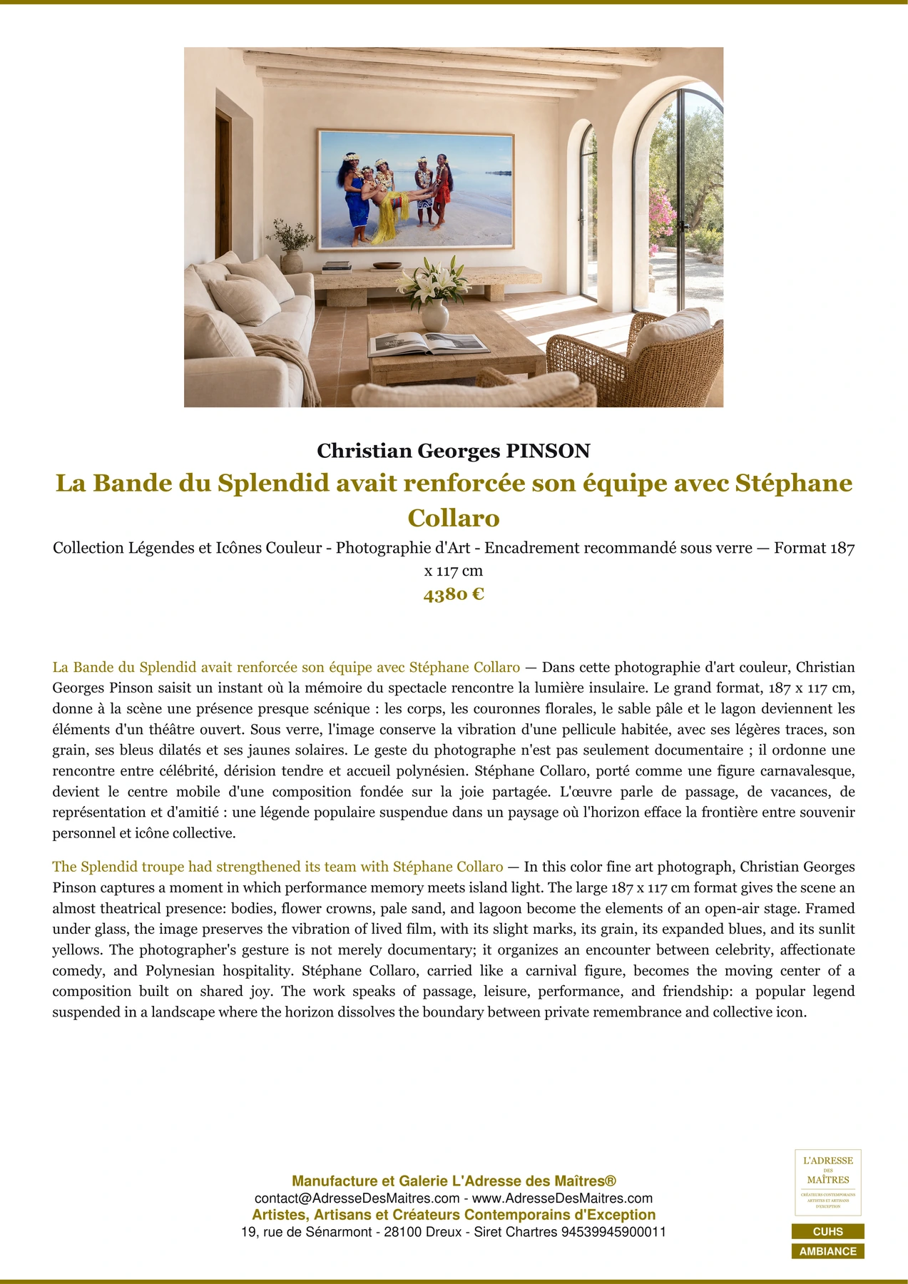 Fiche Premium Ambiance - La Bande du Splendid avait renforcée son équipe avec Stéphane Collaro - Christian Georges PINSON - L'Adresse des Maîtres®