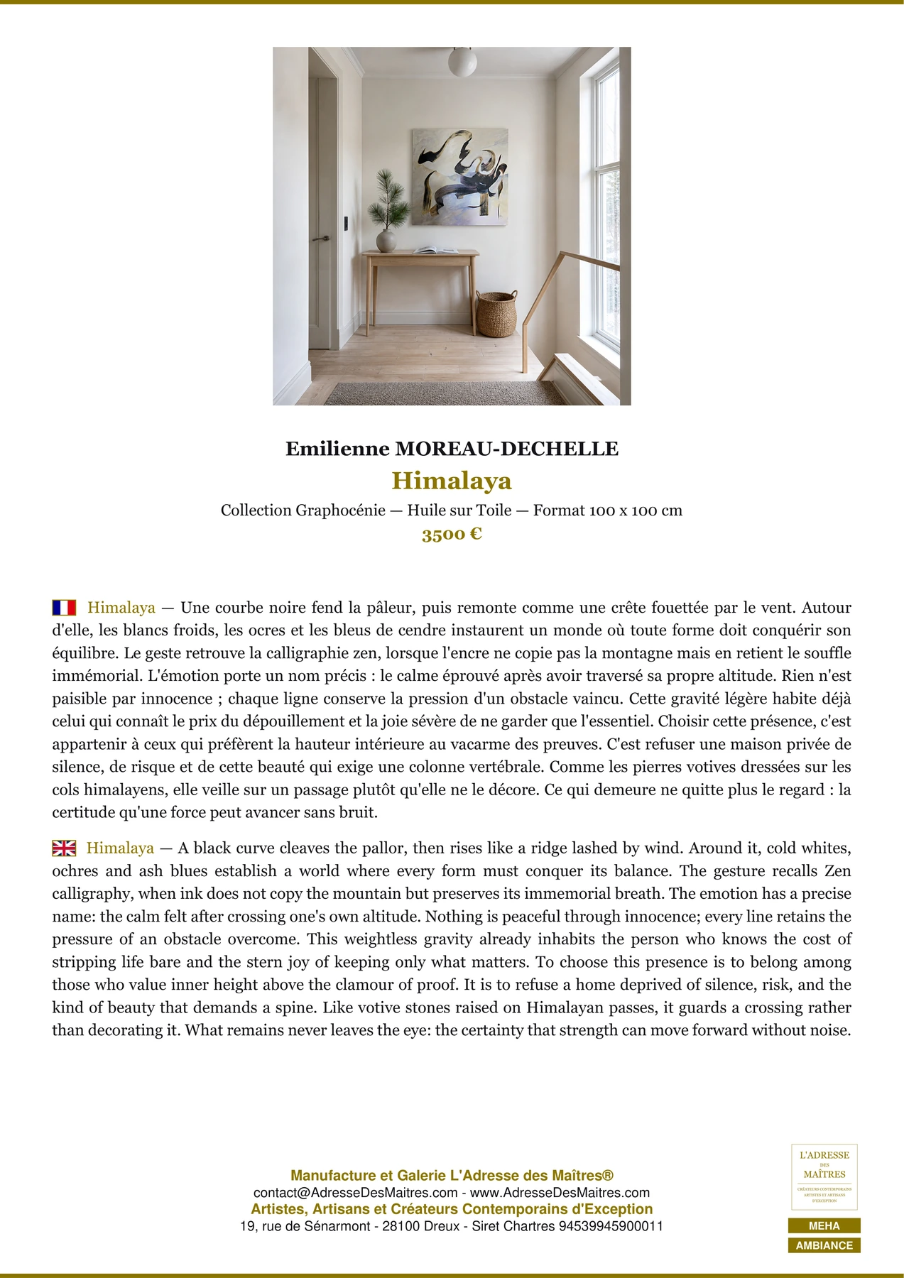 Fiche Premium Ambiance - Himalaya - Emilienne MOREAU-DECHELLE - L'Adresse des Maîtres®