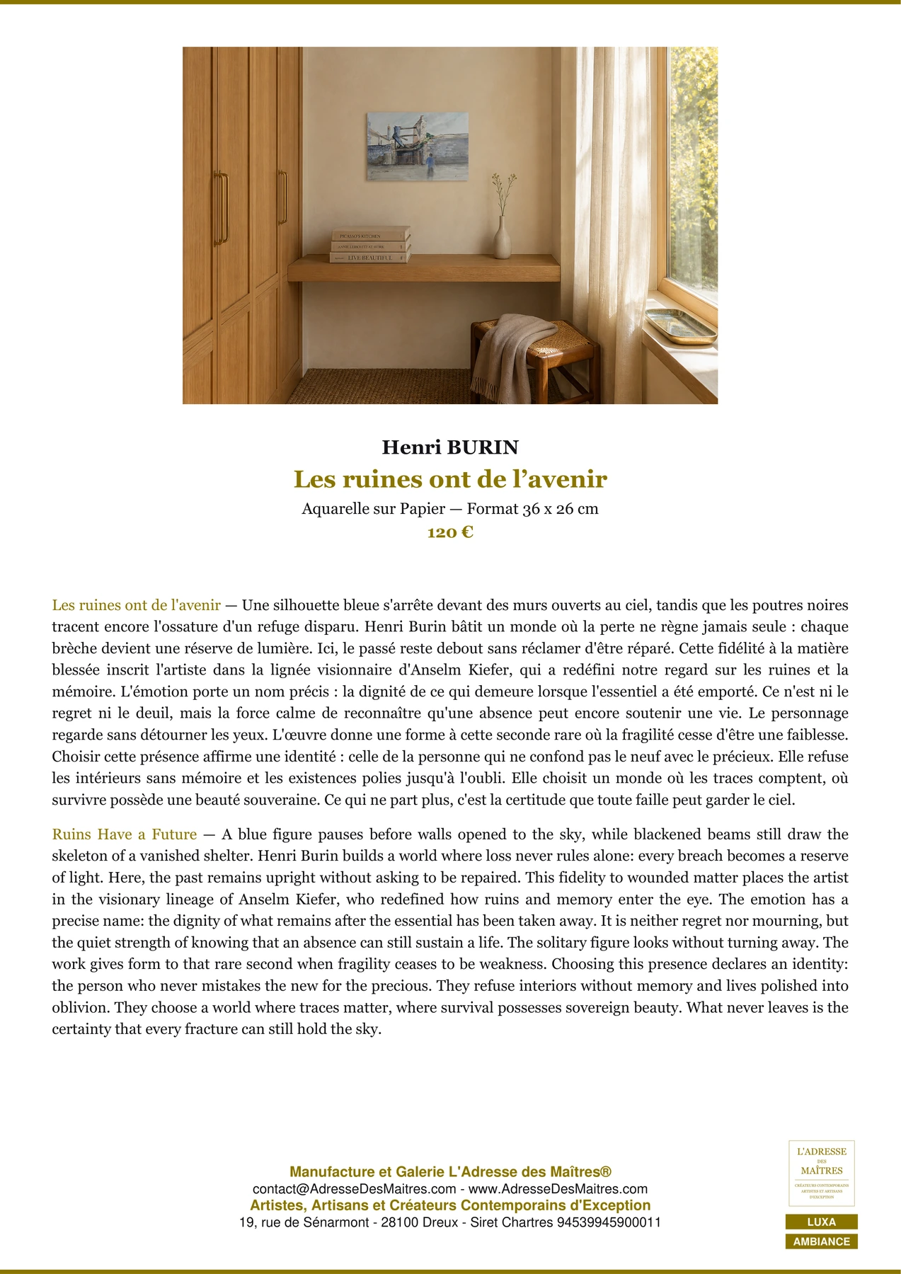 Fiche Premium Ambiance — Les ruines ont de l’avenir — Henri BURIN — L'Adresse des Maîtres®