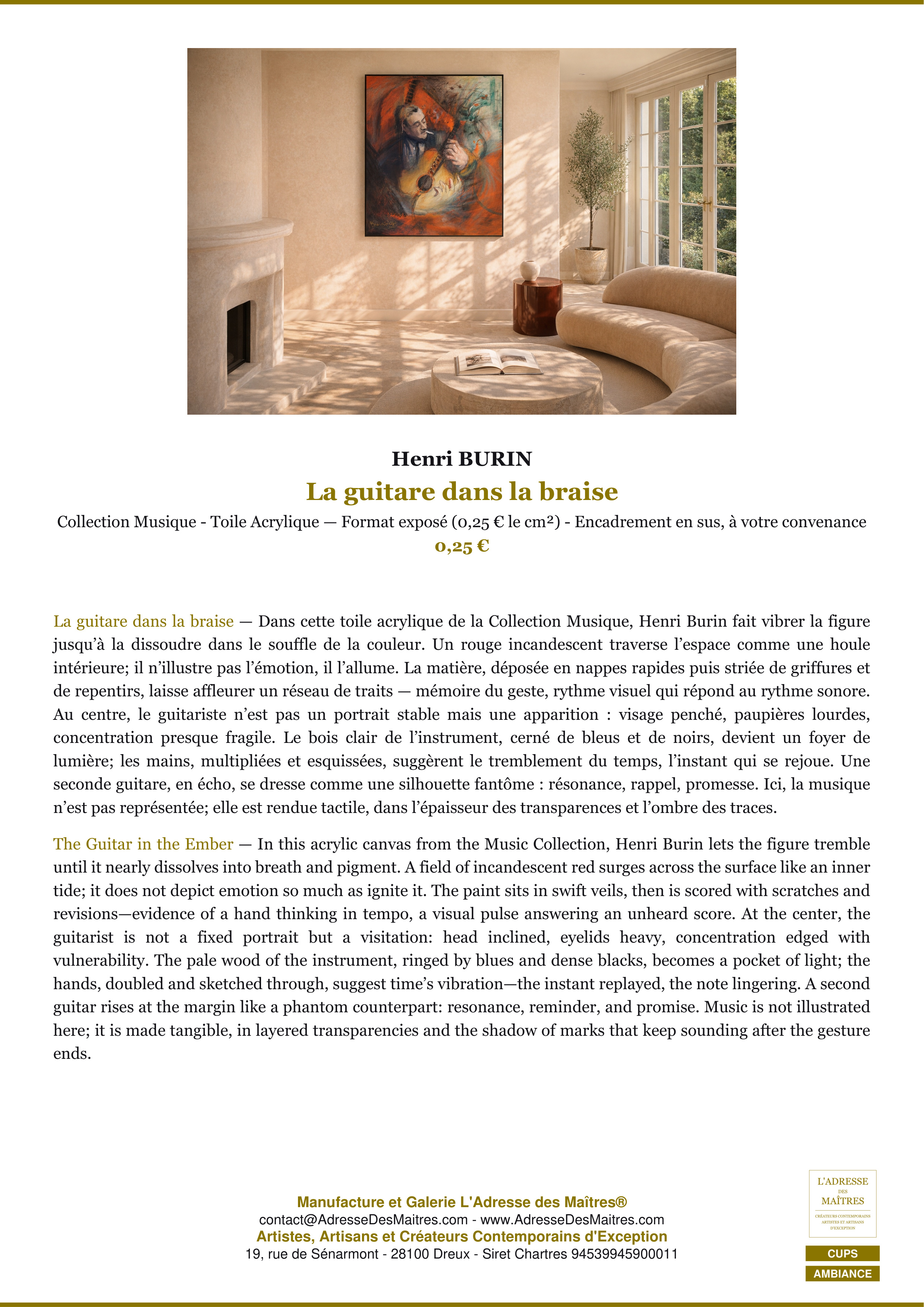Fiche Premium Ambiance — La guitare dans la braise — Henri BURIN — L'Adresse des Maîtres®