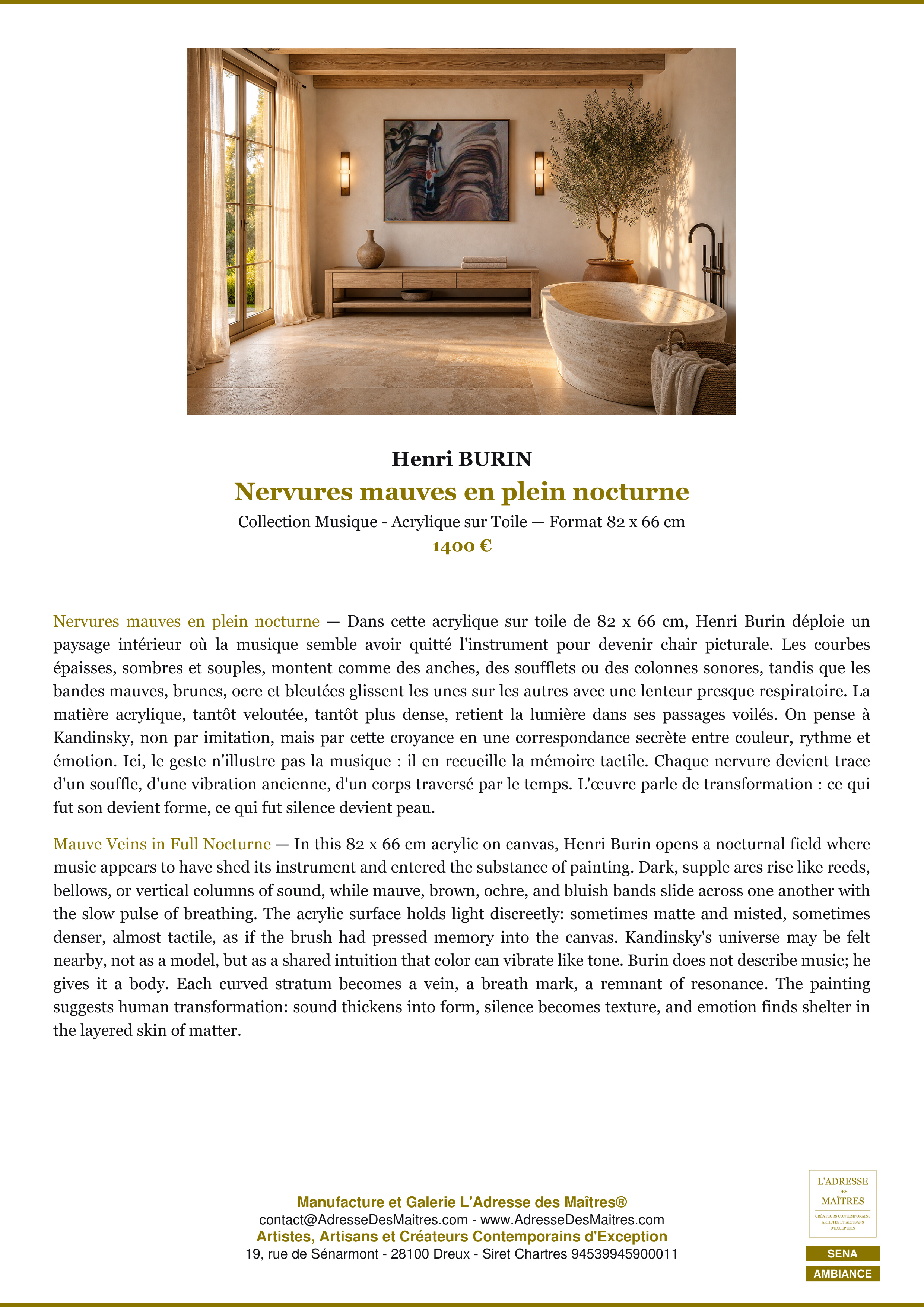 Fiche Premium Ambiance — Nervures mauves en plein nocturne — Henri BURIN — L'Adresse des Maîtres®