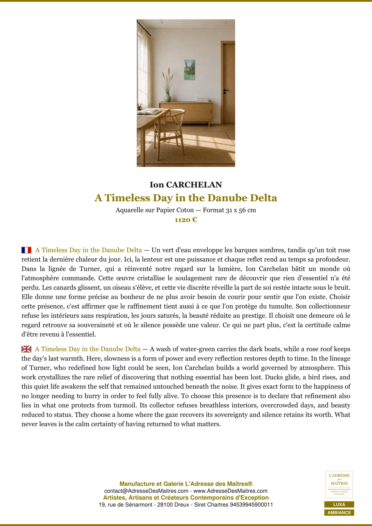 Fiche Premium Ambiance - A Timeless Day in the Danube Delta - Ion CARCHELAN - L'Adresse des Maîtres®