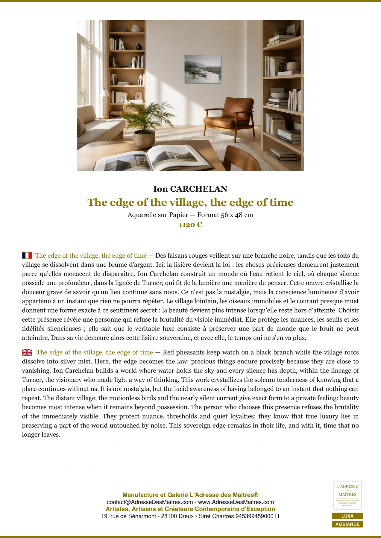 Fiche Premium Ambiance - The edge of the village, the edge of time - Ion CARCHELAN - L'Adresse des Maîtres®