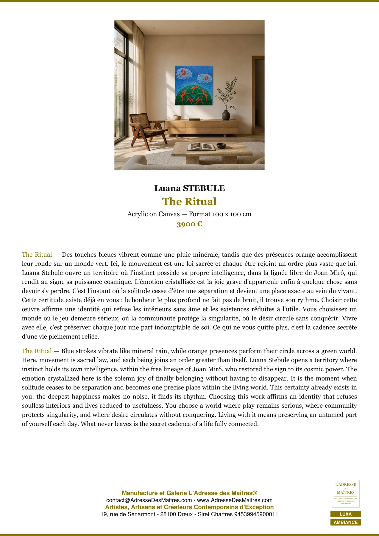Fiche Premium Ambiance - The Ritual - Luana STEBULE - L'Adresse des Maîtres®