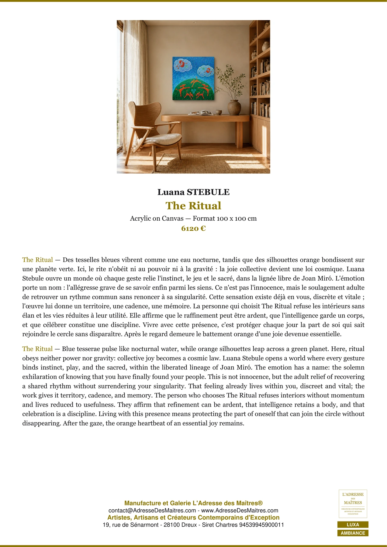 Fiche Premium Ambiance - The Ritual - Luana STEBULE - L'Adresse des Maîtres®